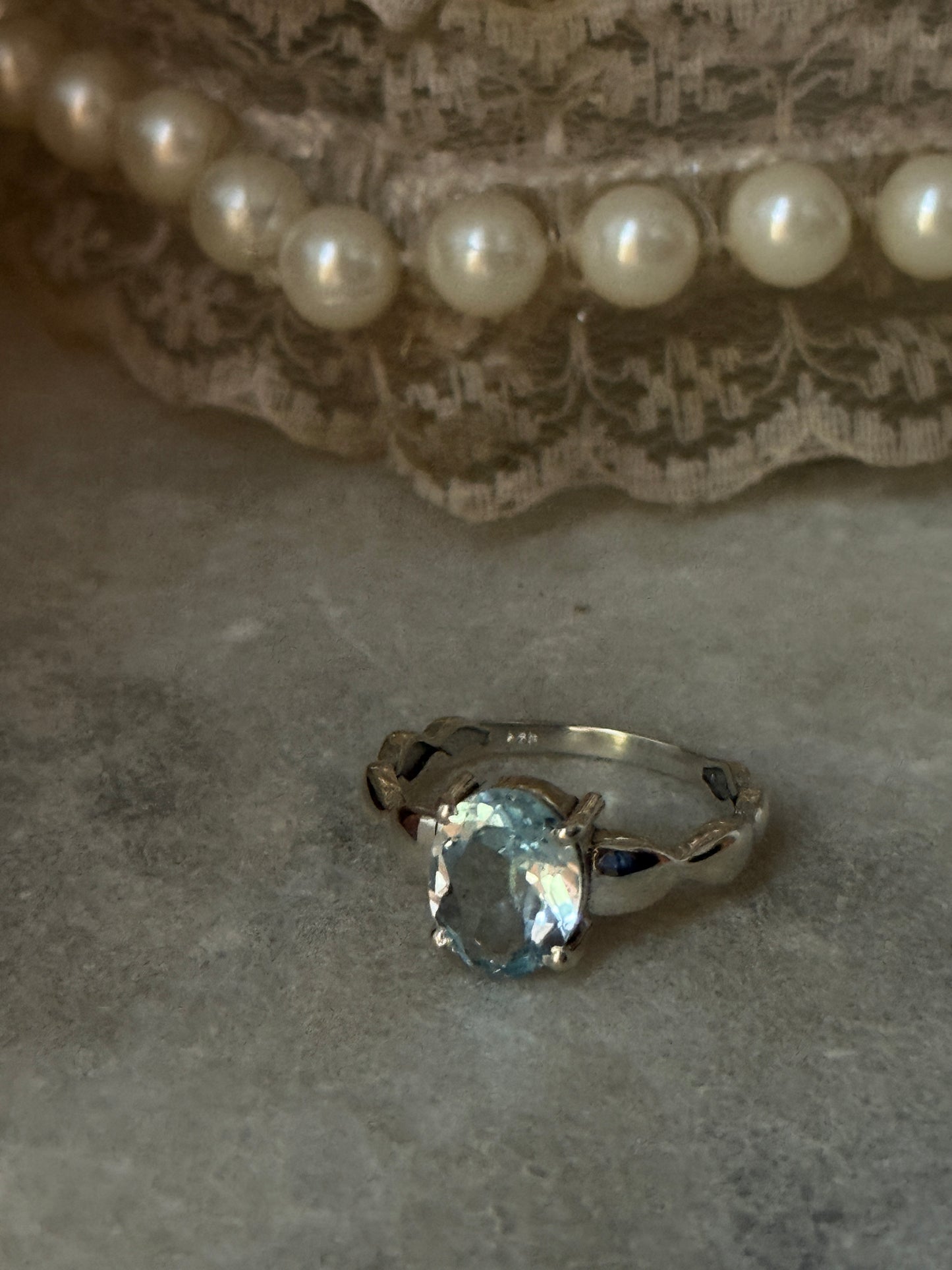 Blue Topaz Wavy Band 925 Sterling Silver Ring