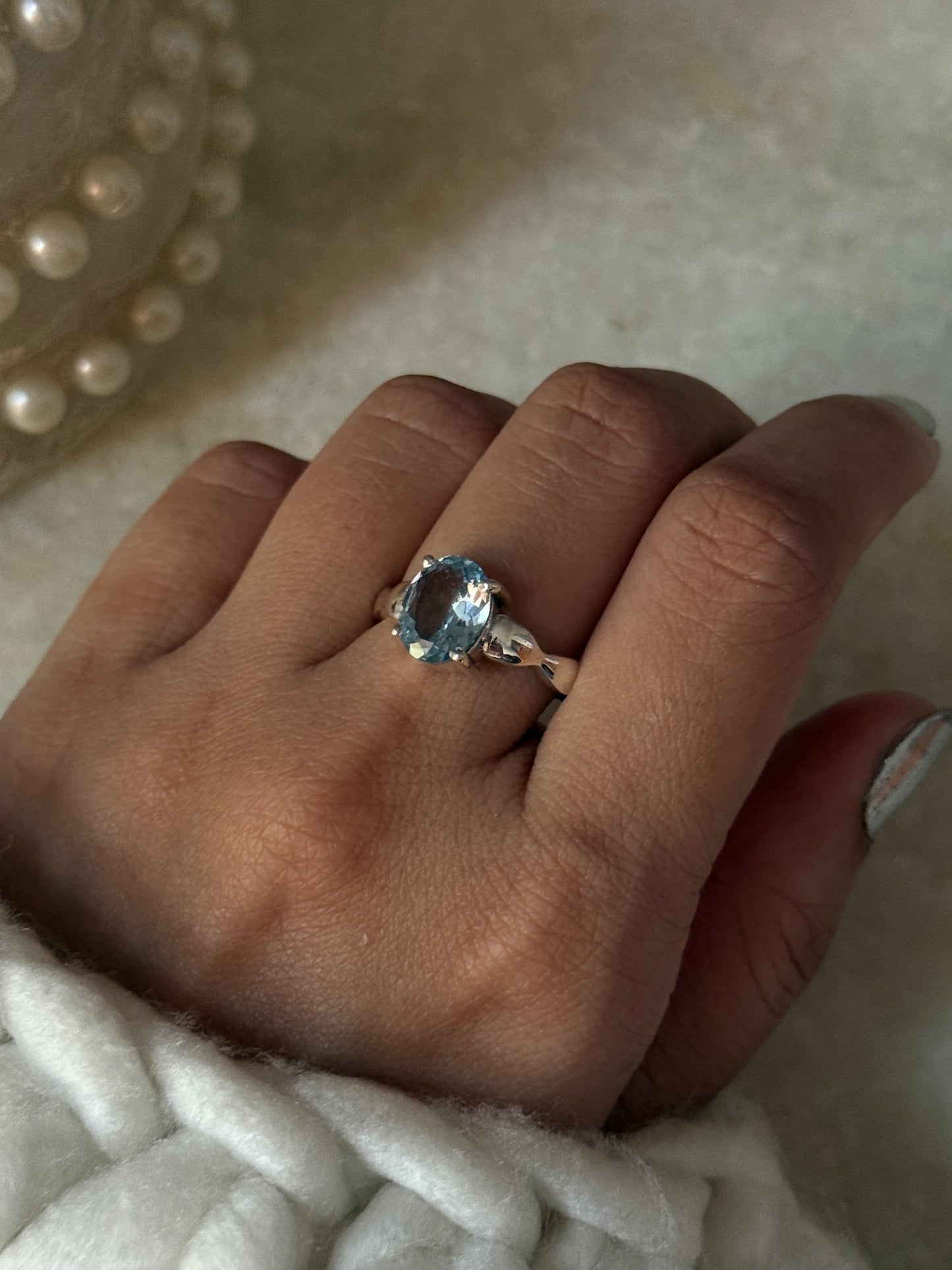 Blue Topaz Wavy Band 925 Sterling Silver Ring