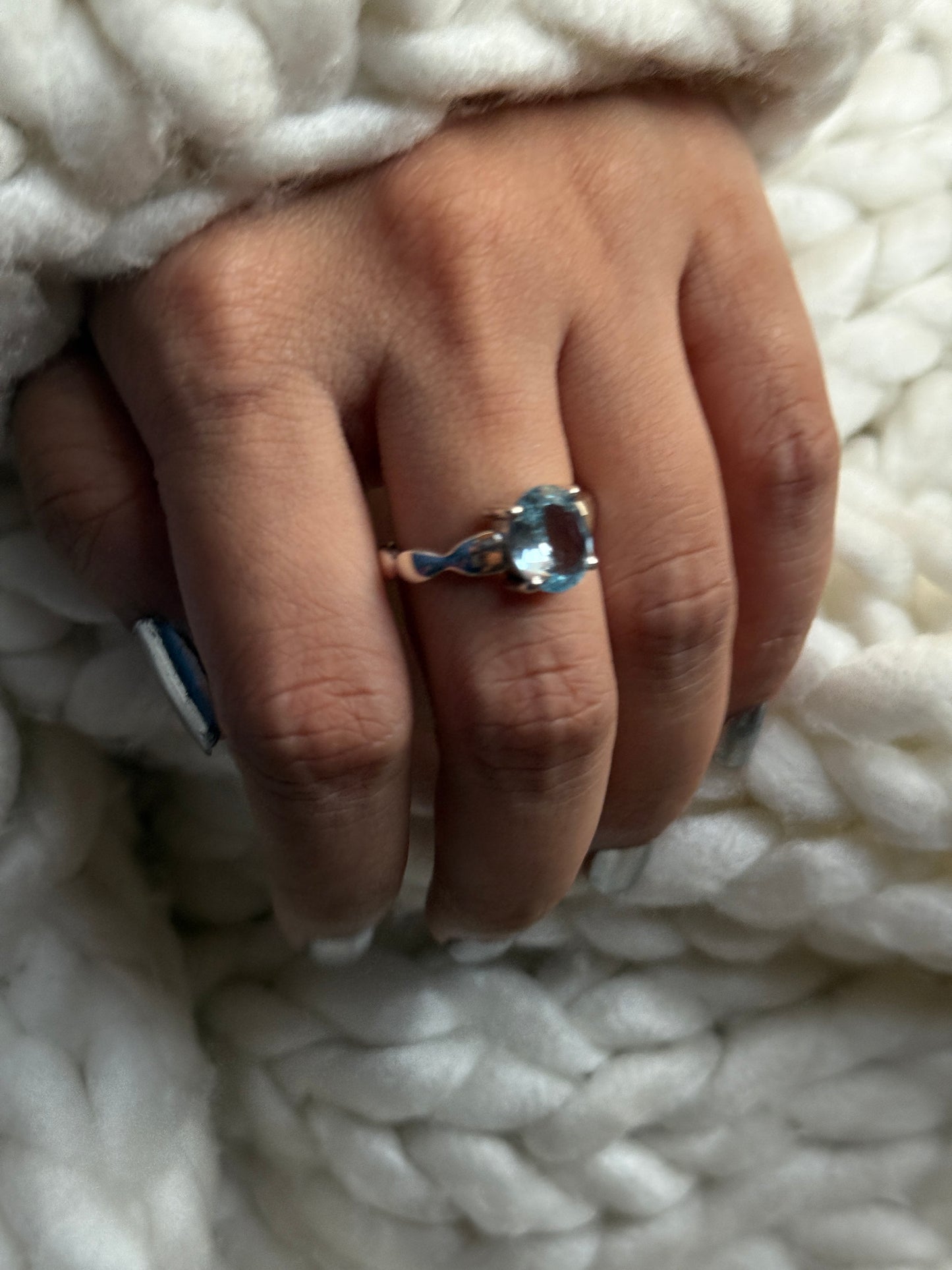 Blue Topaz Wavy Band 925 Sterling Silver Ring