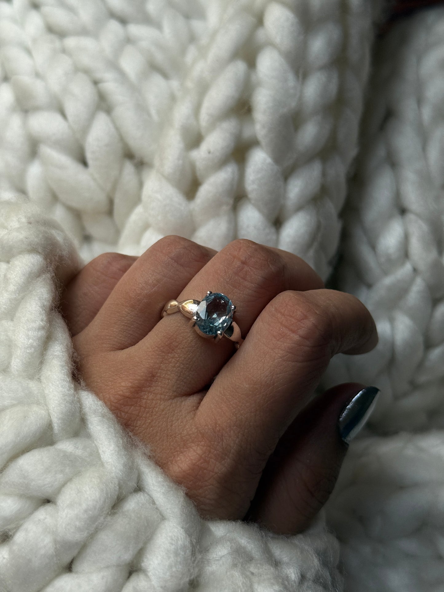 Blue Topaz Wavy Band 925 Sterling Silver Ring