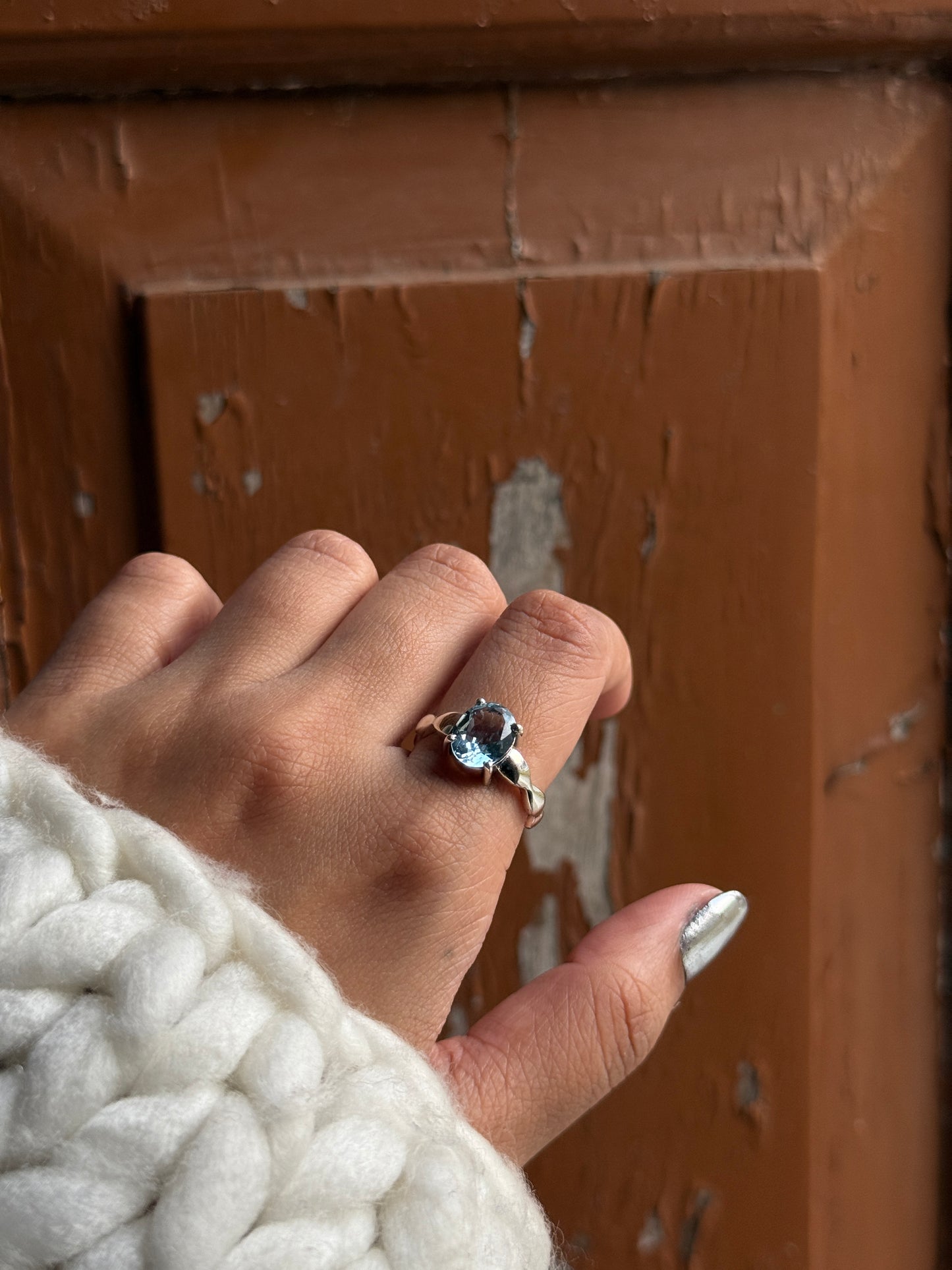 Blue Topaz Wavy Band 925 Sterling Silver Ring