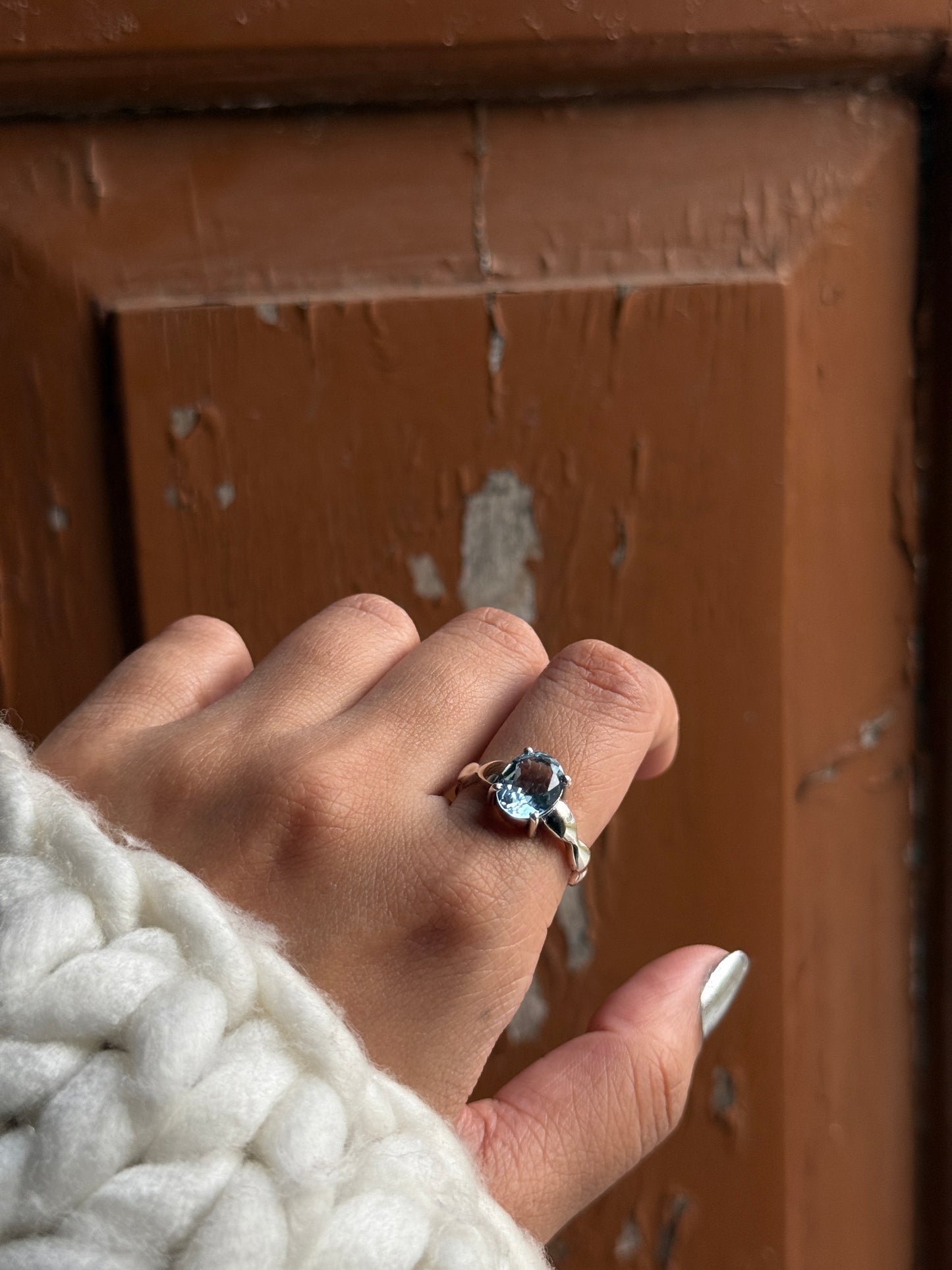 Blue Topaz Wavy Band 925 Sterling Silver Ring
