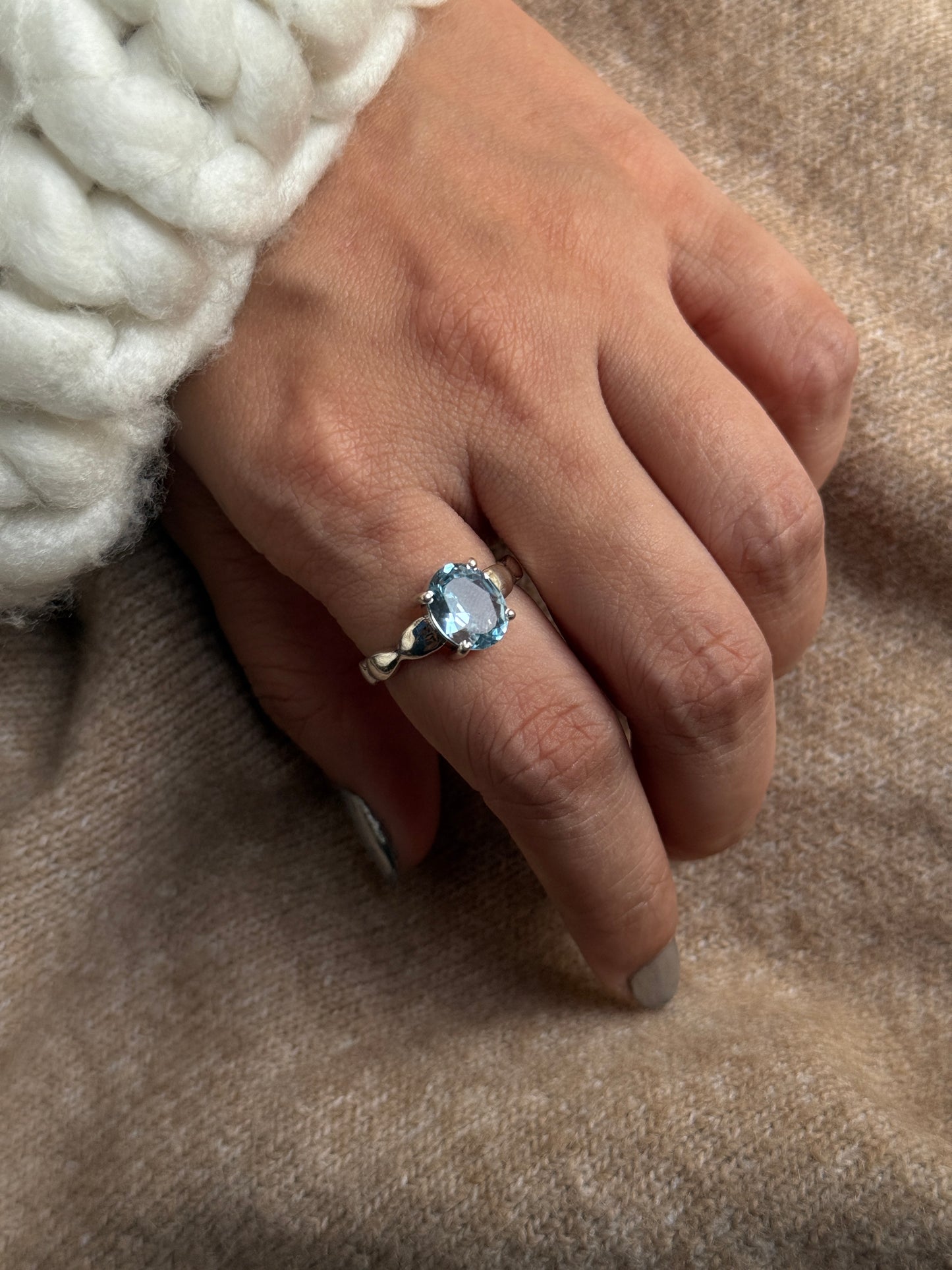 Blue Topaz Wavy Band 925 Sterling Silver Ring