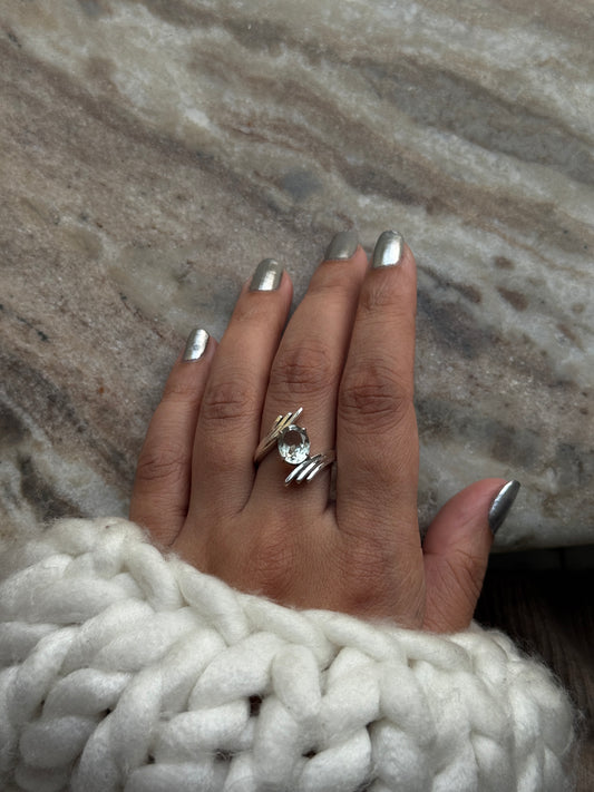 Green Amethyst Solitaire Wings Band 925 Sterling Silver Ring