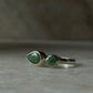 925 Sterling silver artisan ring featuring green aventurine pear round stones