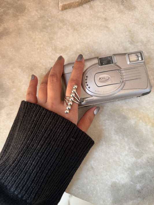 Seven Chunky Dots Contemporary 925 Sterling Silver Ring