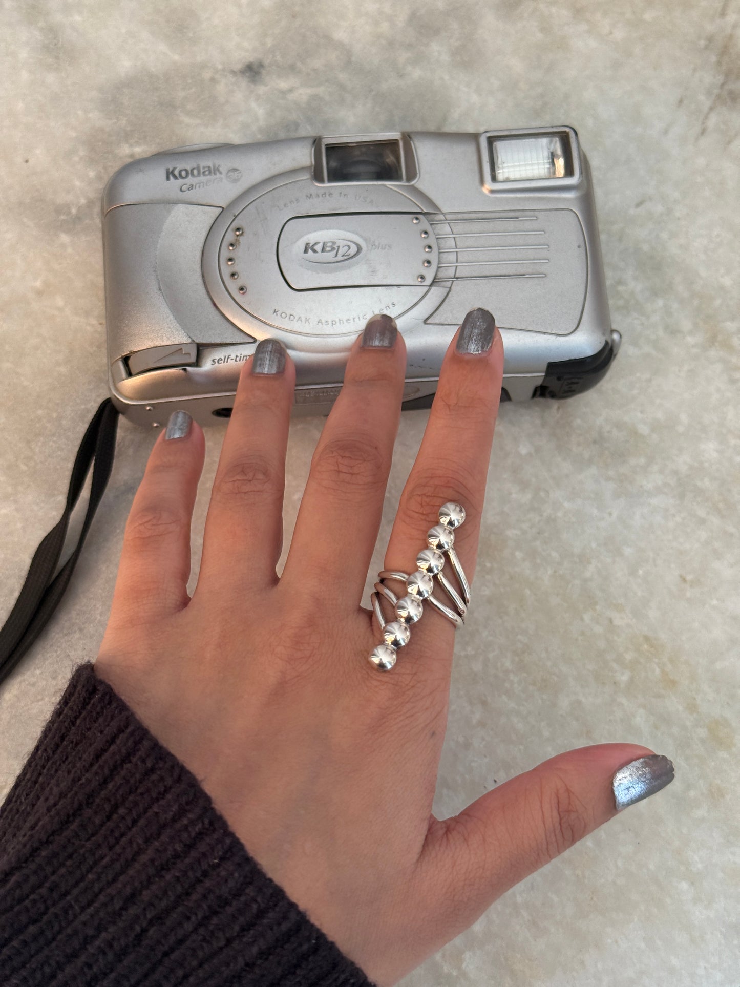 Seven Chunky Dots Contemporary 925 Sterling Silver Ring