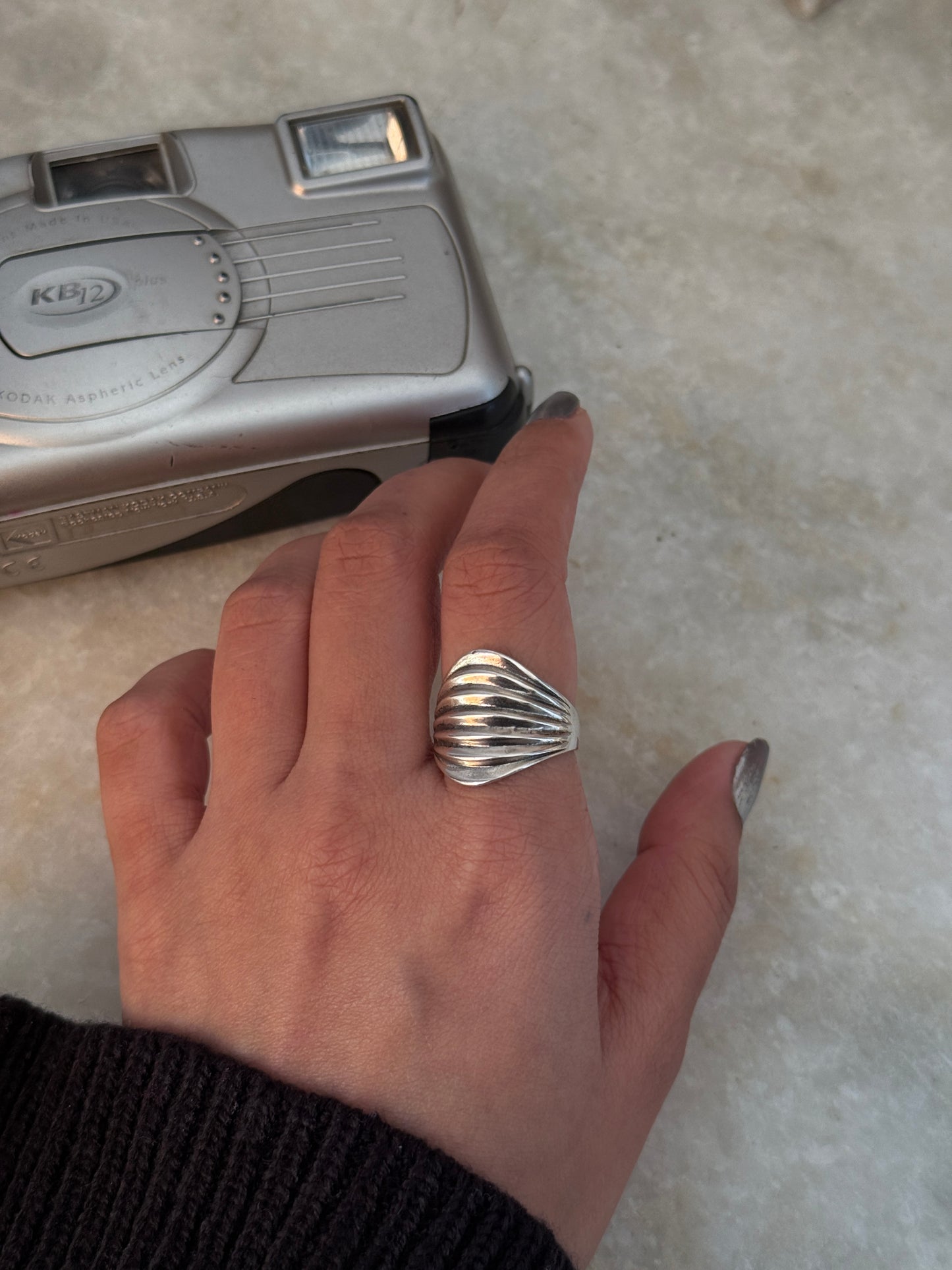 Chunky Dome Lines 925 Sterling Silver Ring