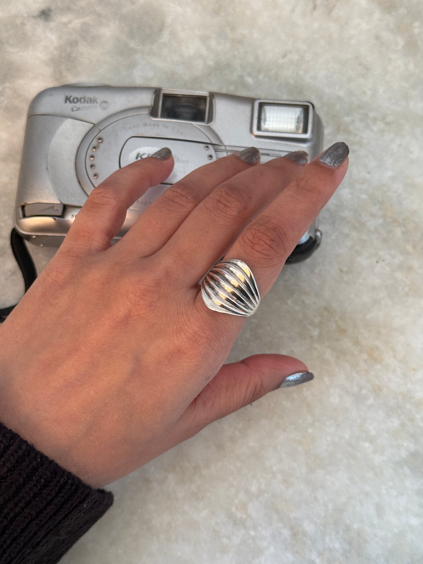 Chunky Dome Lines 925 Sterling Silver Ring