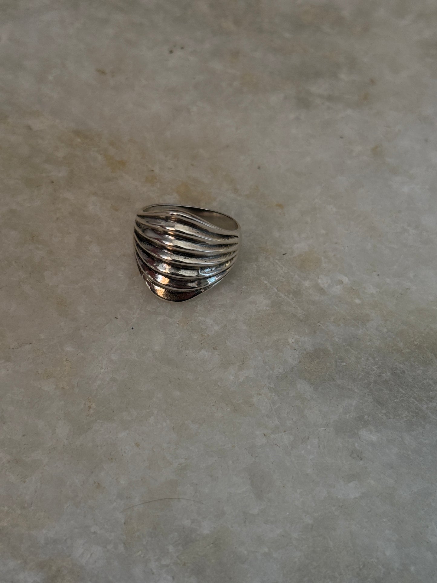 Chunky Dome Lines 925 Sterling Silver Ring