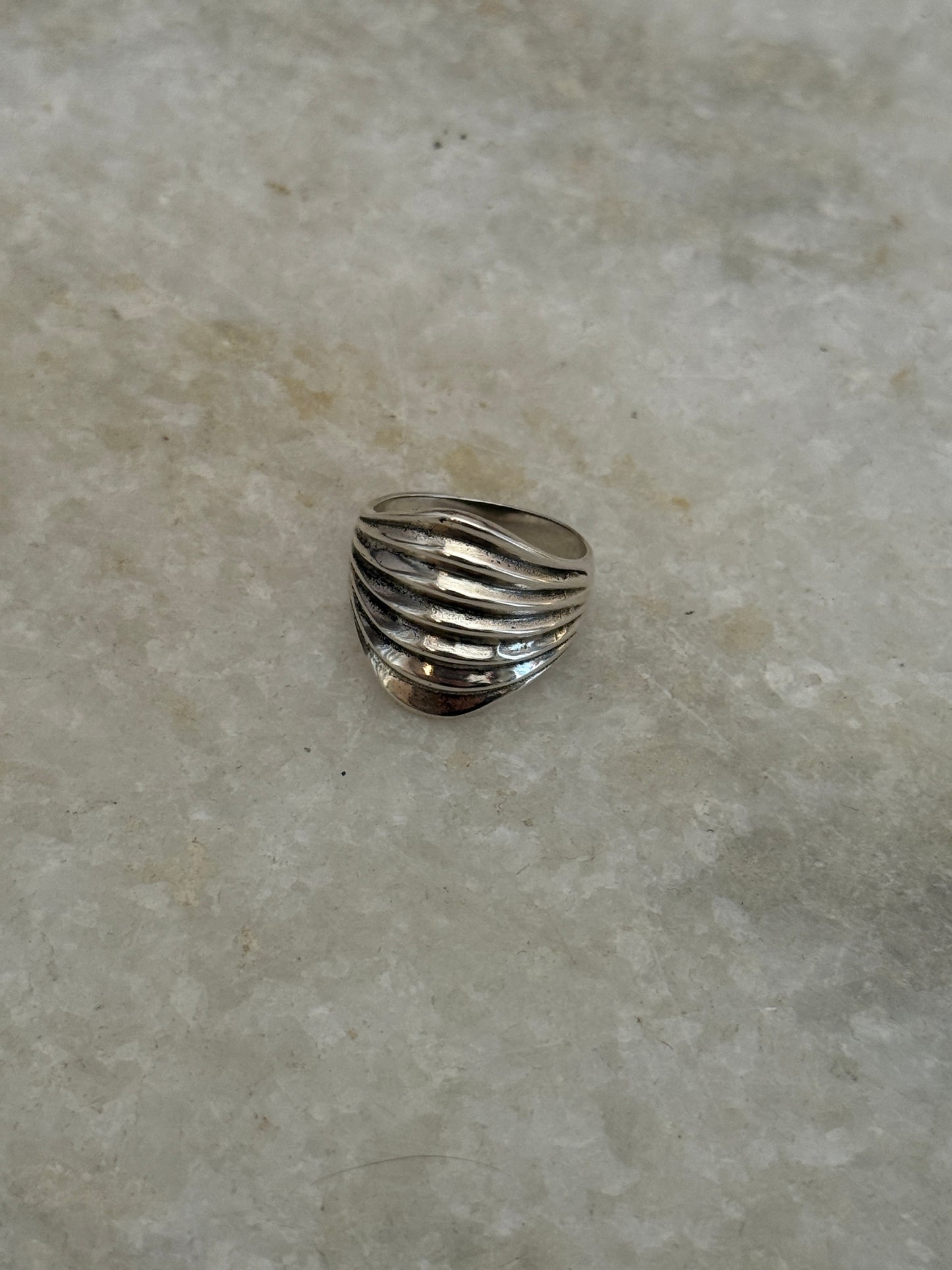 Chunky Dome Lines 925 Sterling Silver Ring