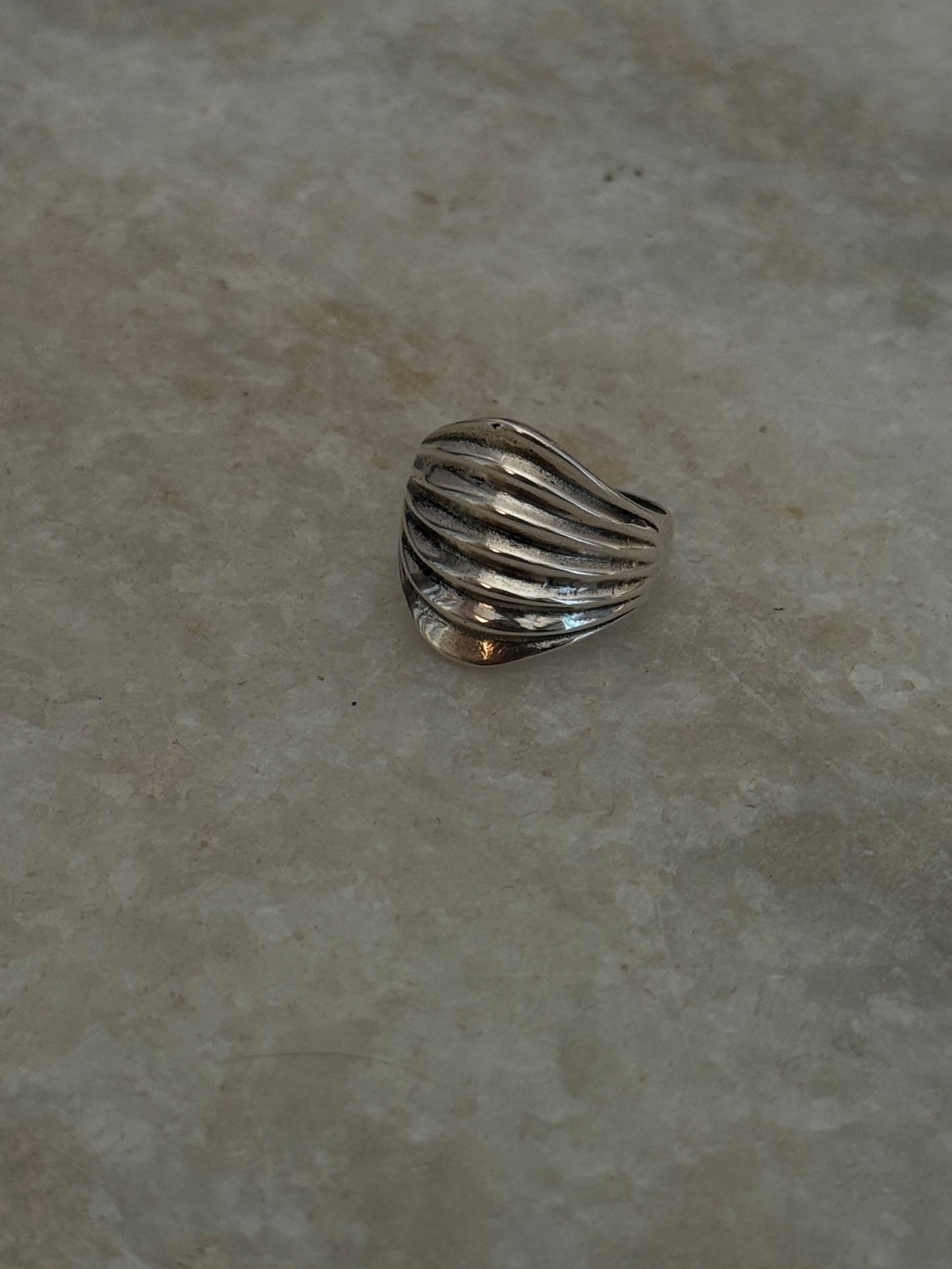 Chunky Dome Lines 925 Sterling Silver Ring