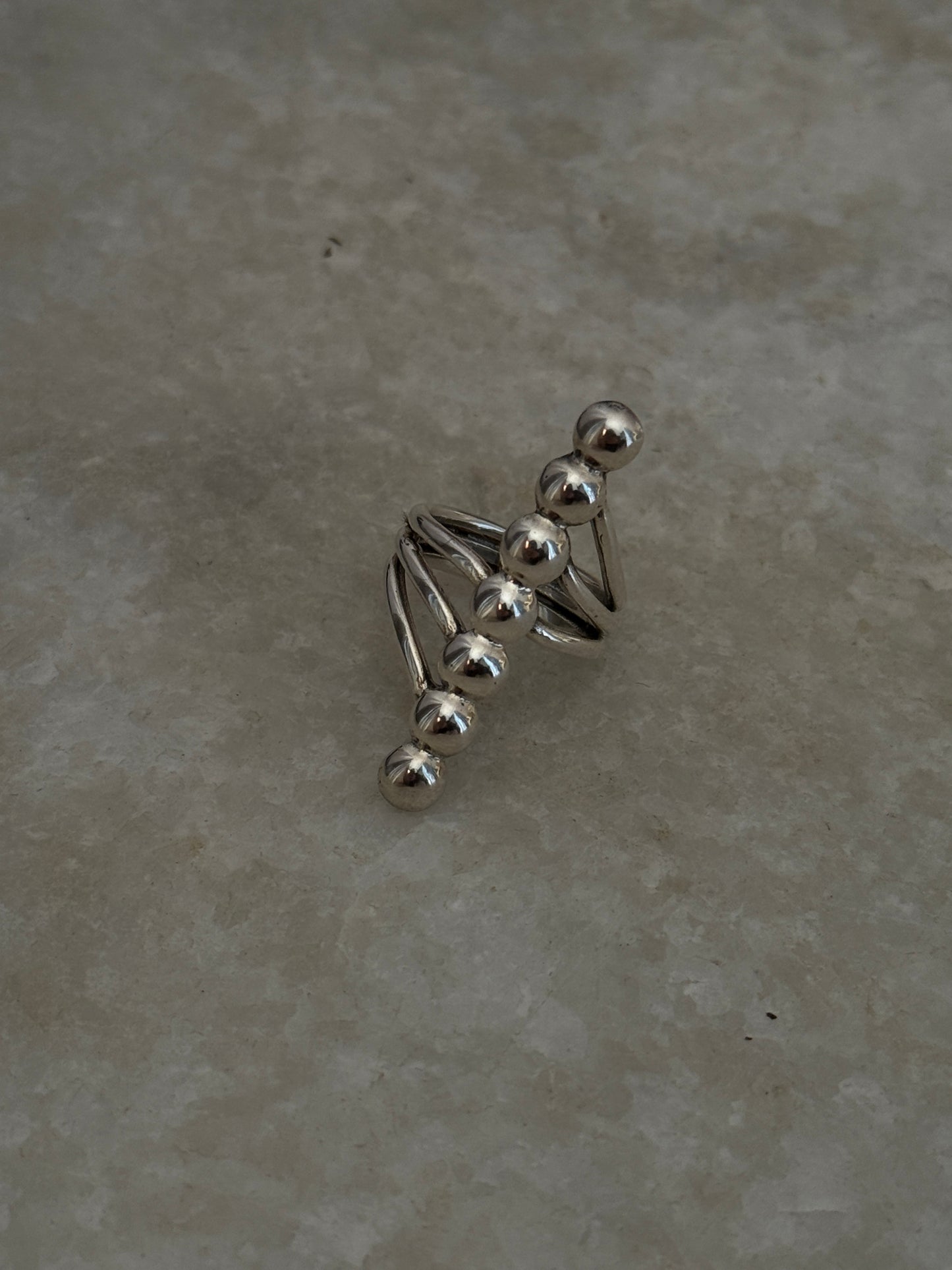 Seven Chunky Dots Contemporary 925 Sterling Silver Ring