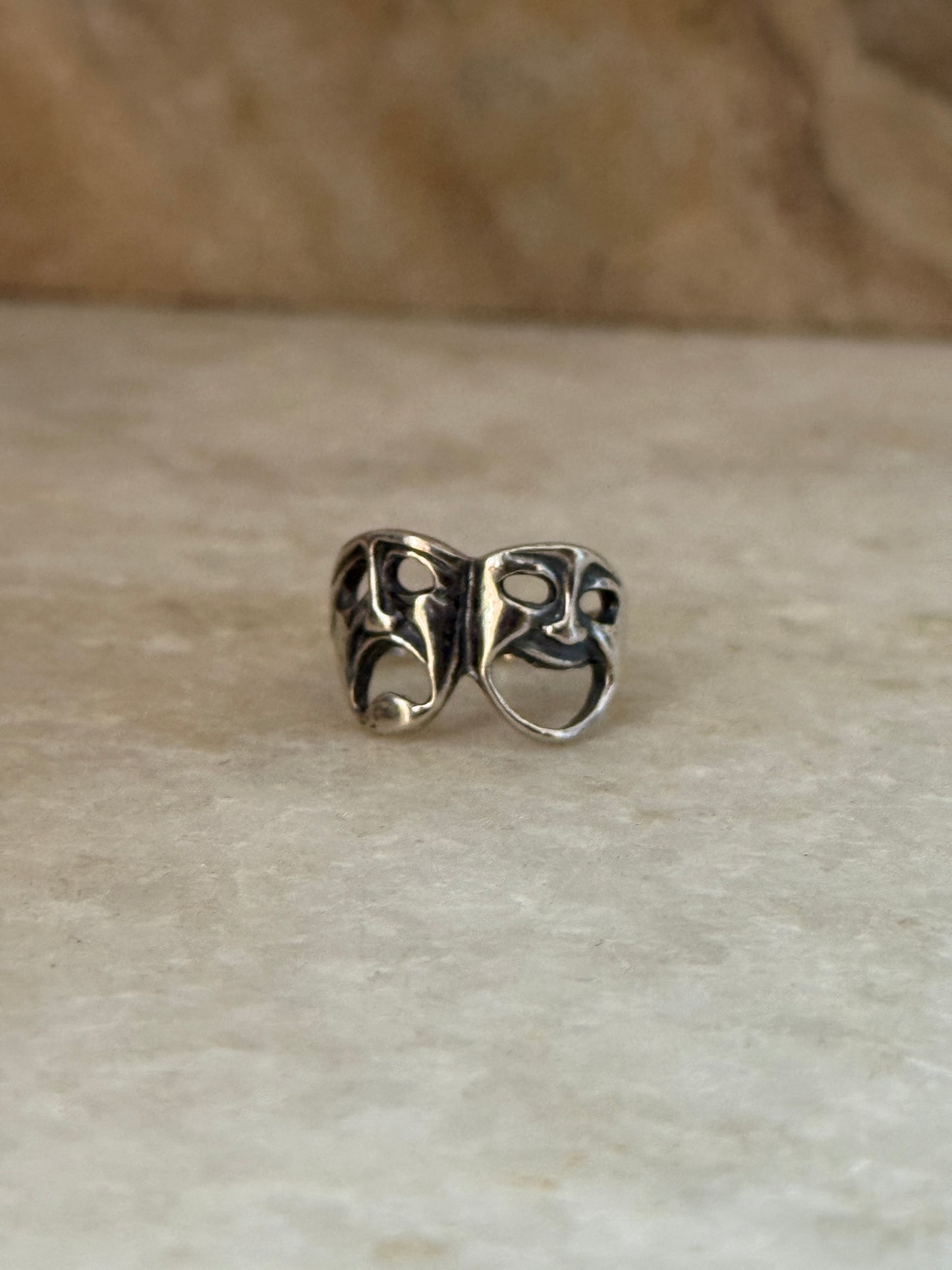 Theatre Mask 925 Sterling Silver Ring