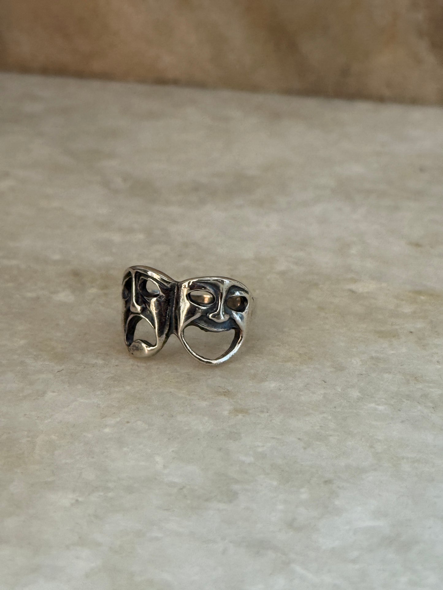 Theatre Mask 925 Sterling Silver Ring