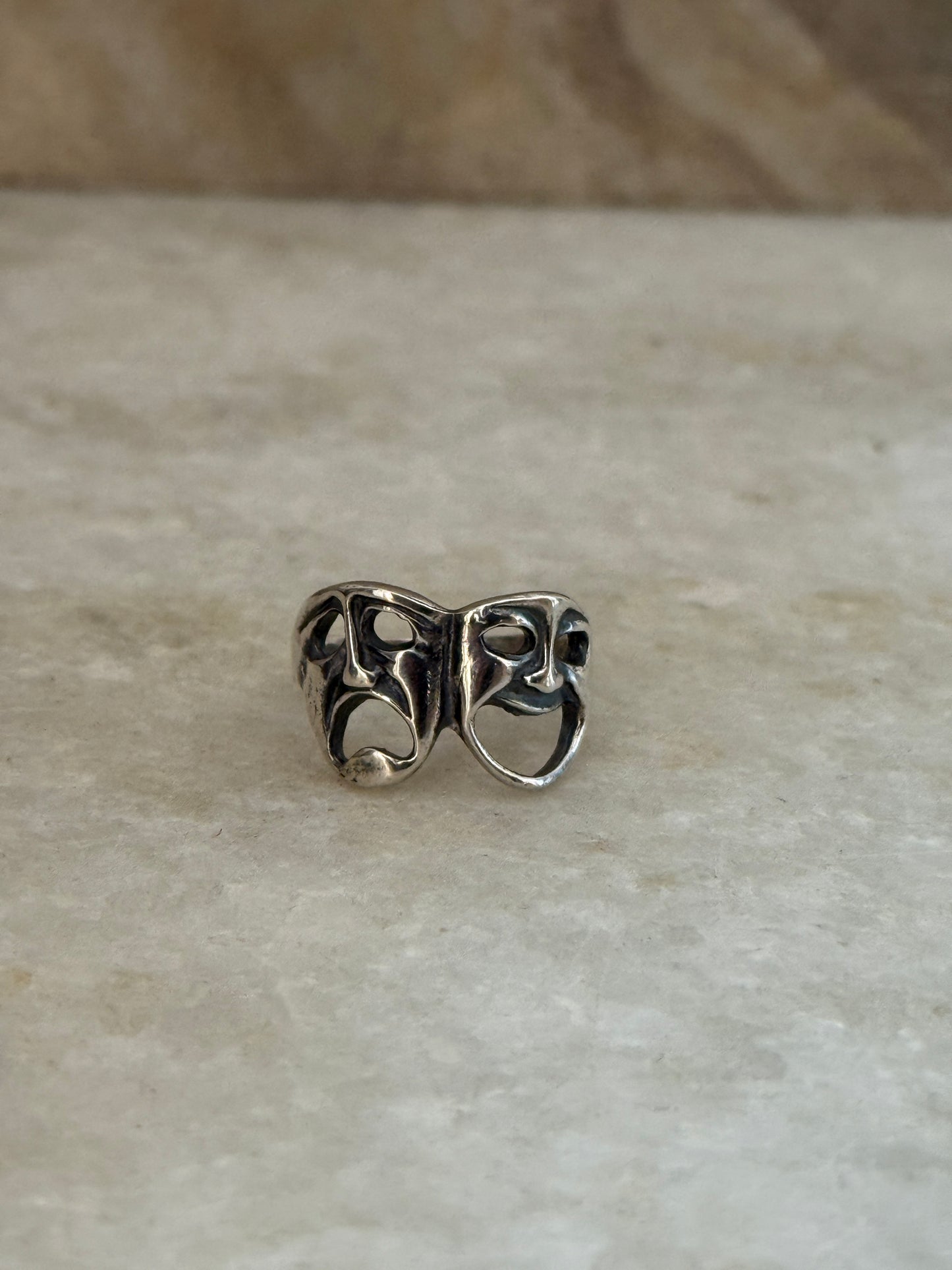 Theatre Mask 925 Sterling Silver Ring