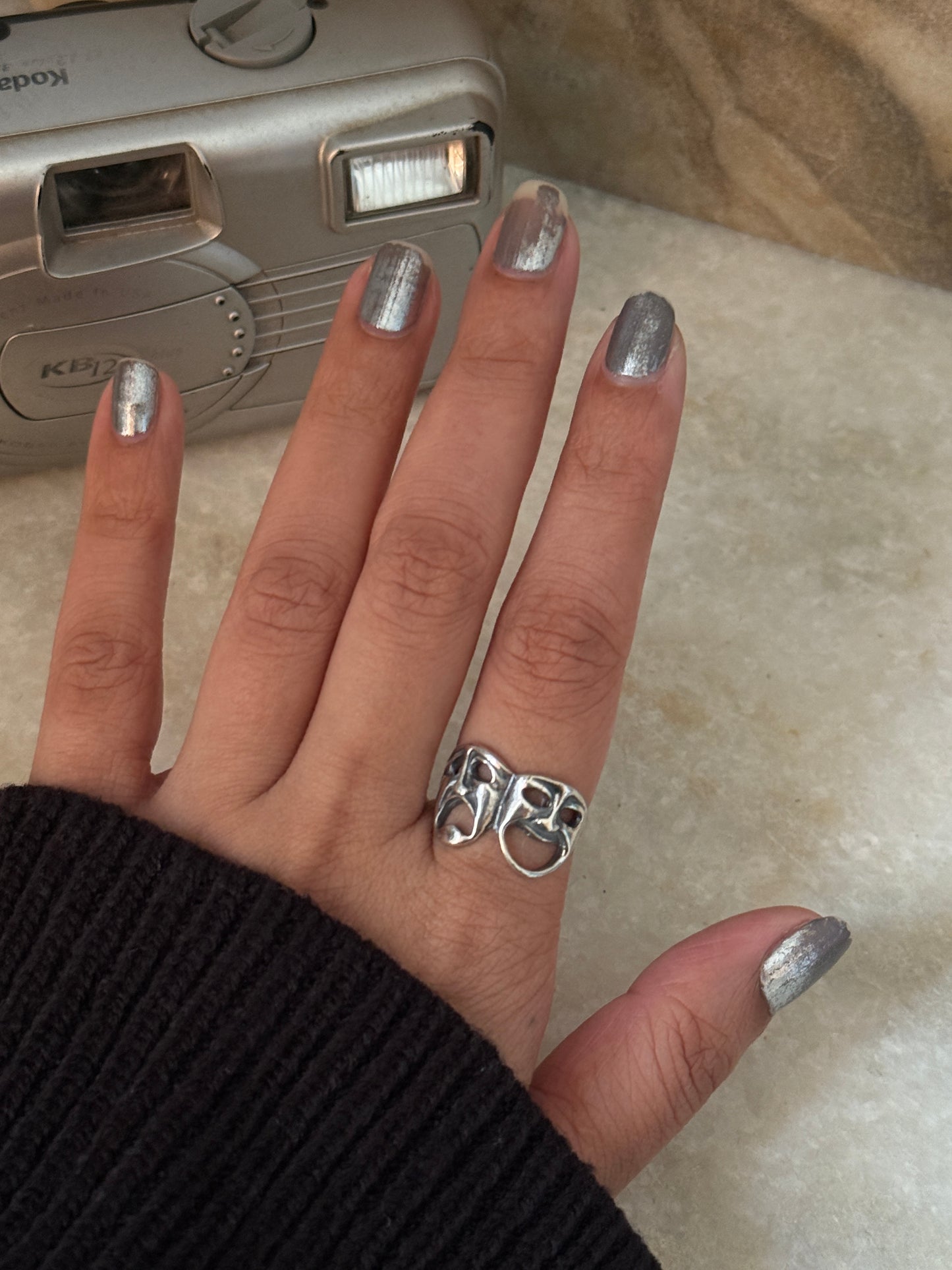 Theatre Mask 925 Sterling Silver Ring