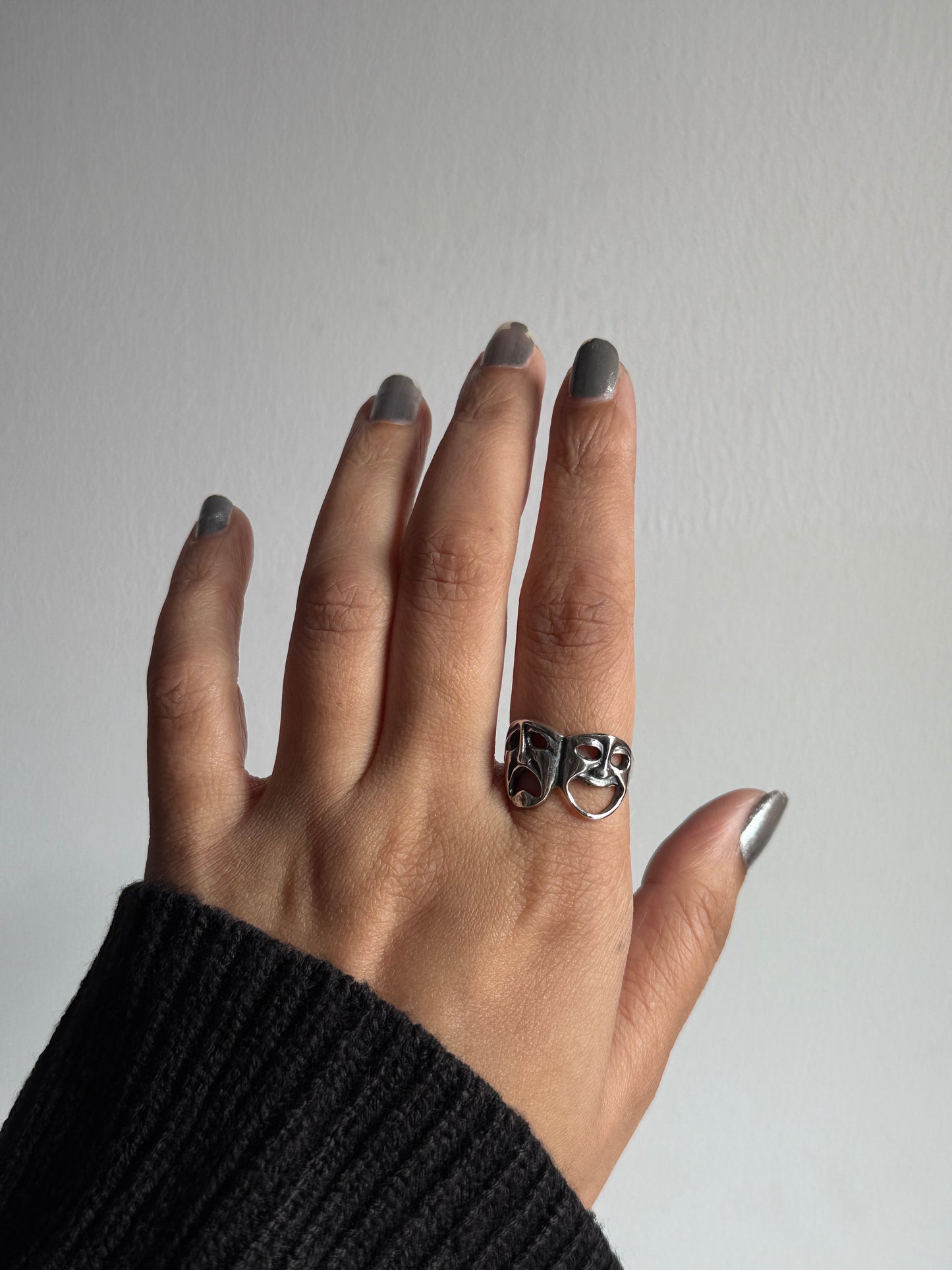 Theatre Mask 925 Sterling Silver Ring
