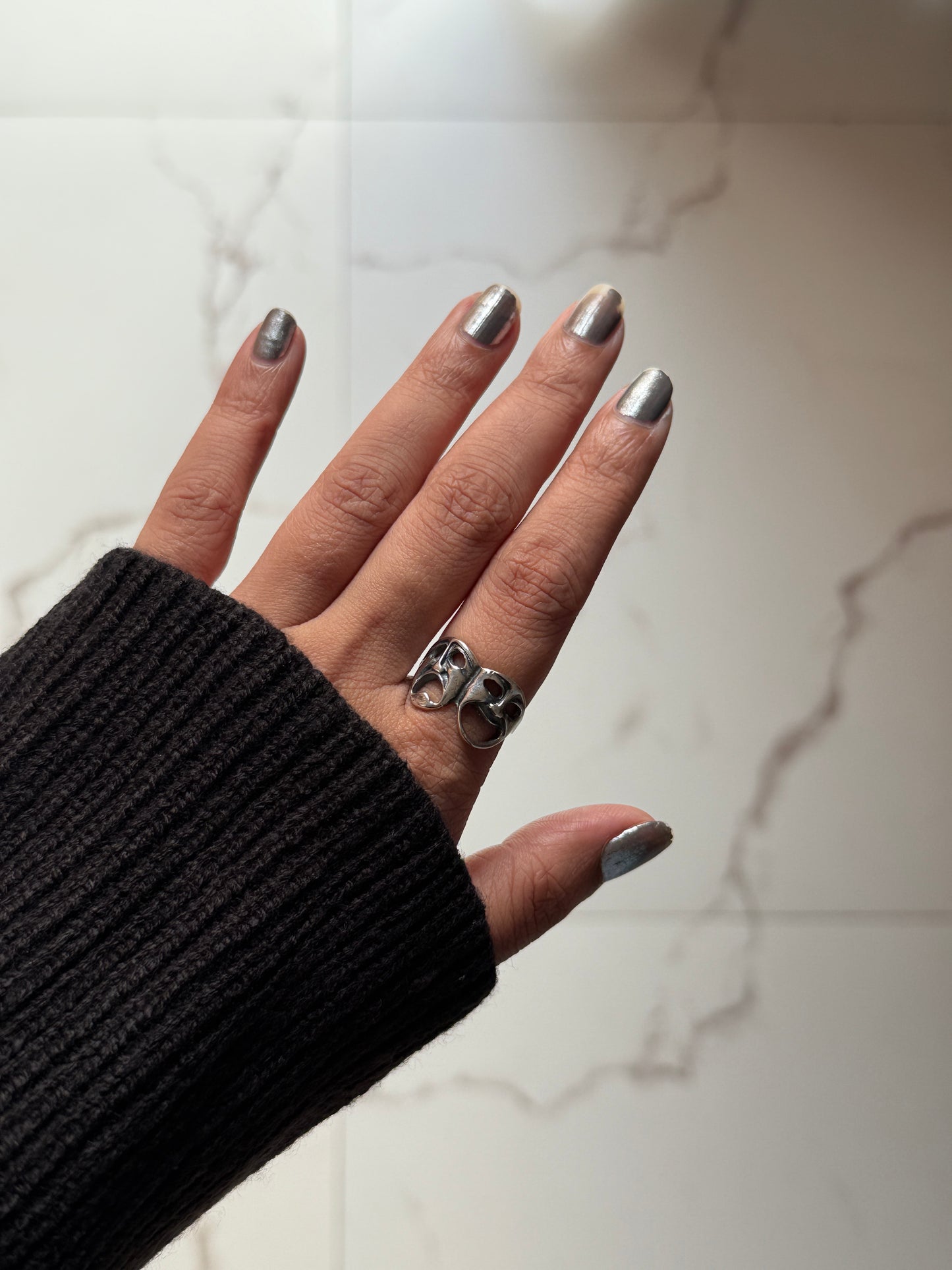 Theatre Mask 925 Sterling Silver Ring