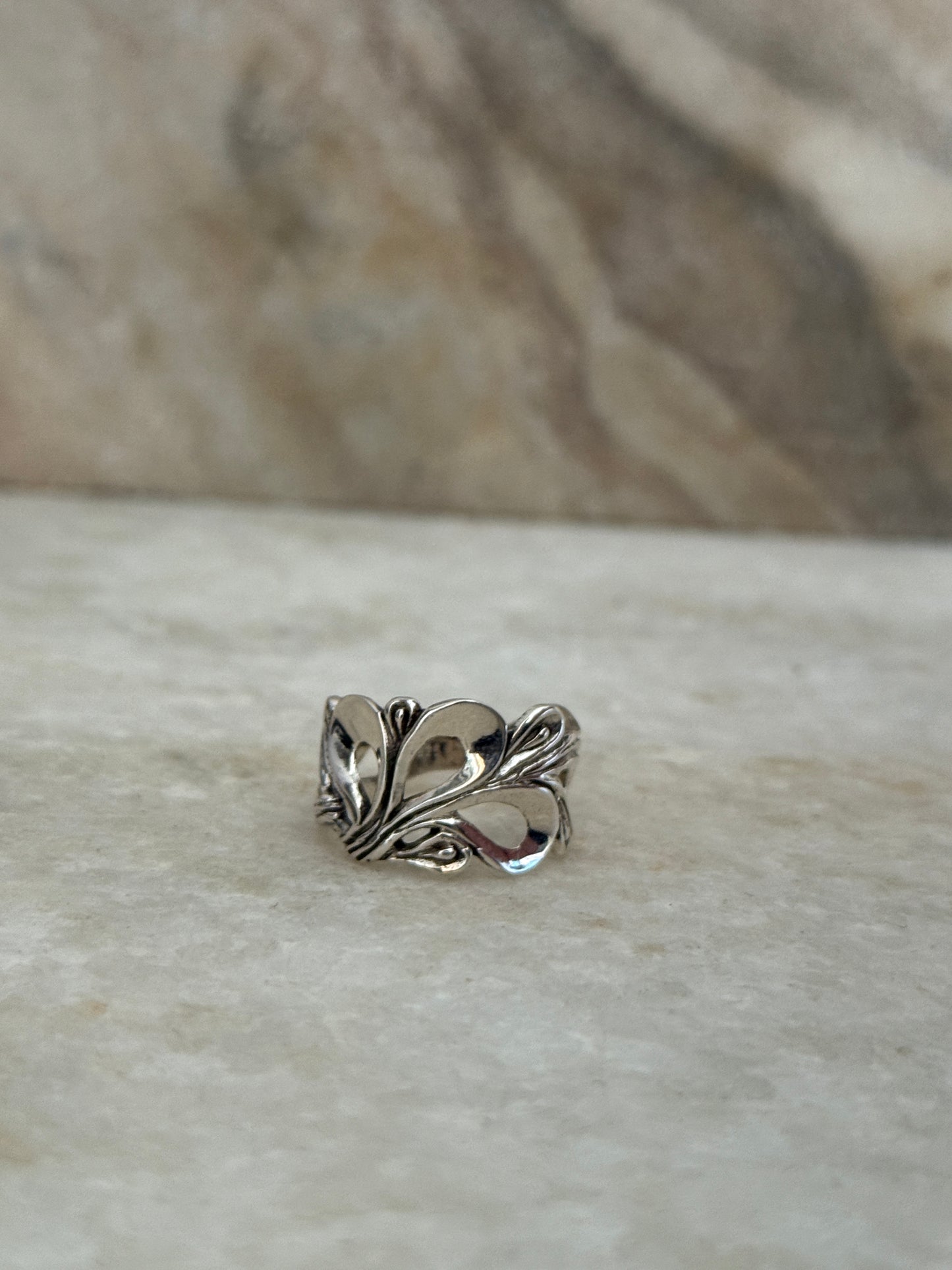 Thick vintage Filigree Motif 925 Sterling Silver Ring