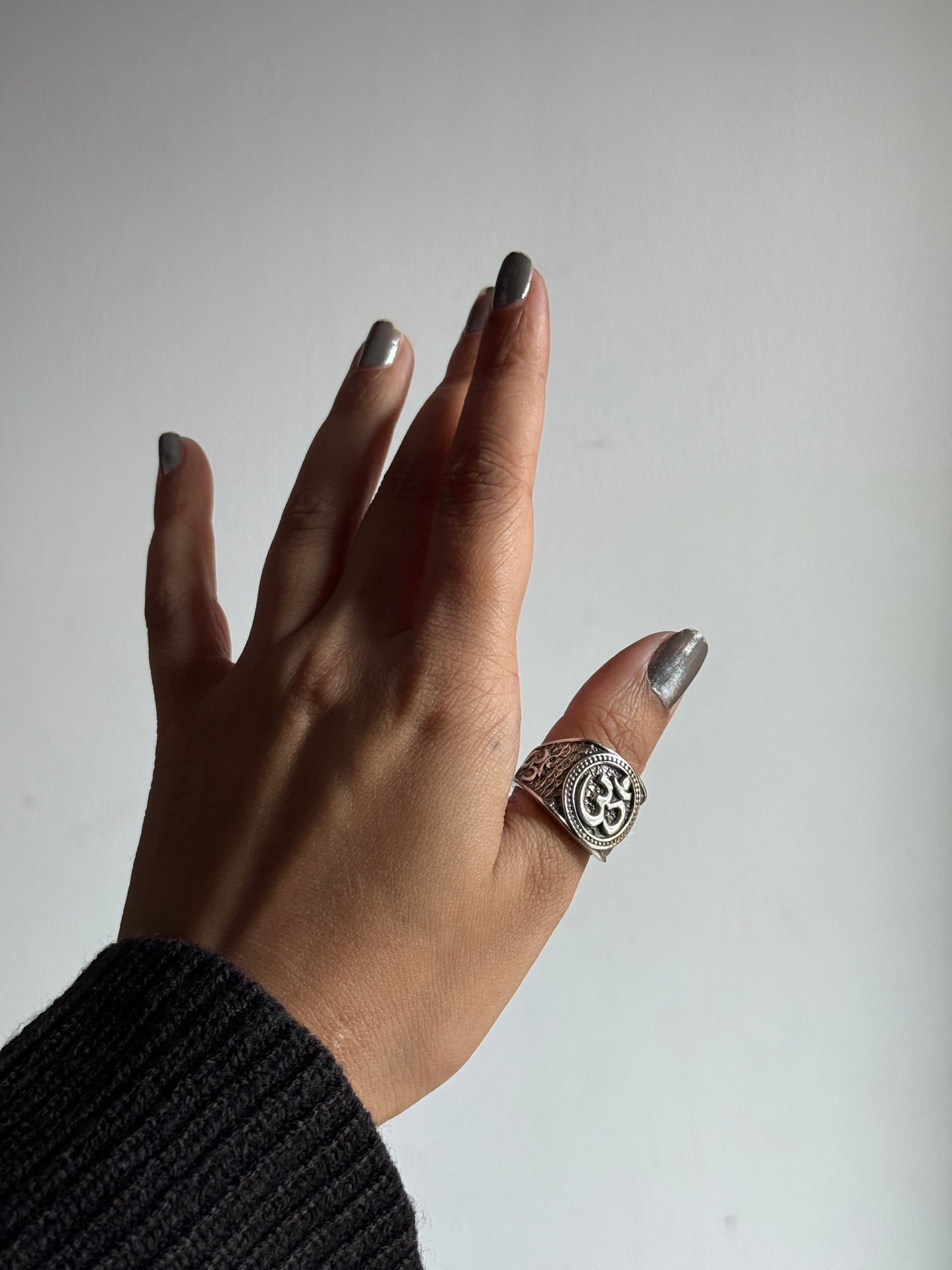 Antique Om/ Aum Statement Chunky 925 Sterling Silver Unisex Ring