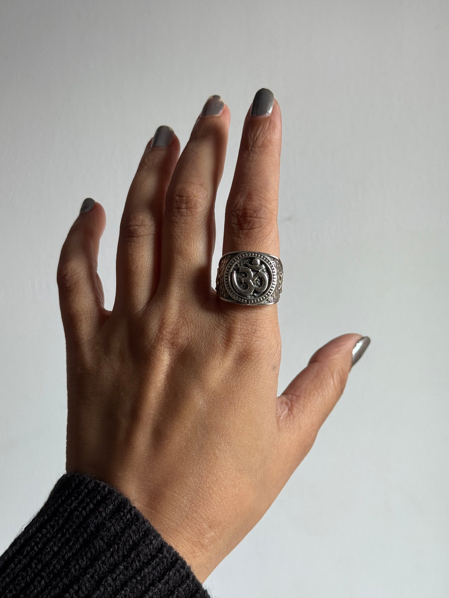 Antique Om/ Aum Statement Chunky 925 Sterling Silver Unisex Ring