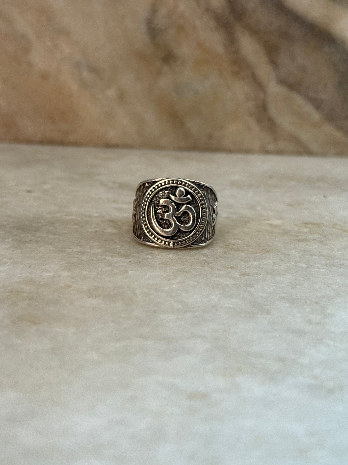 Antique Om/ Aum Statement Chunky 925 Sterling Silver Unisex Ring