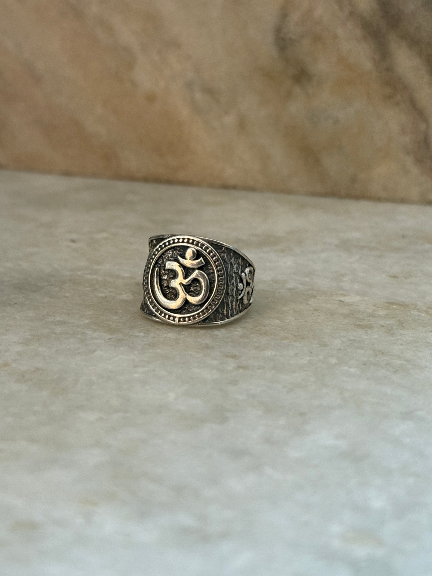 Antique Om/ Aum Statement Chunky 925 Sterling Silver Unisex Ring
