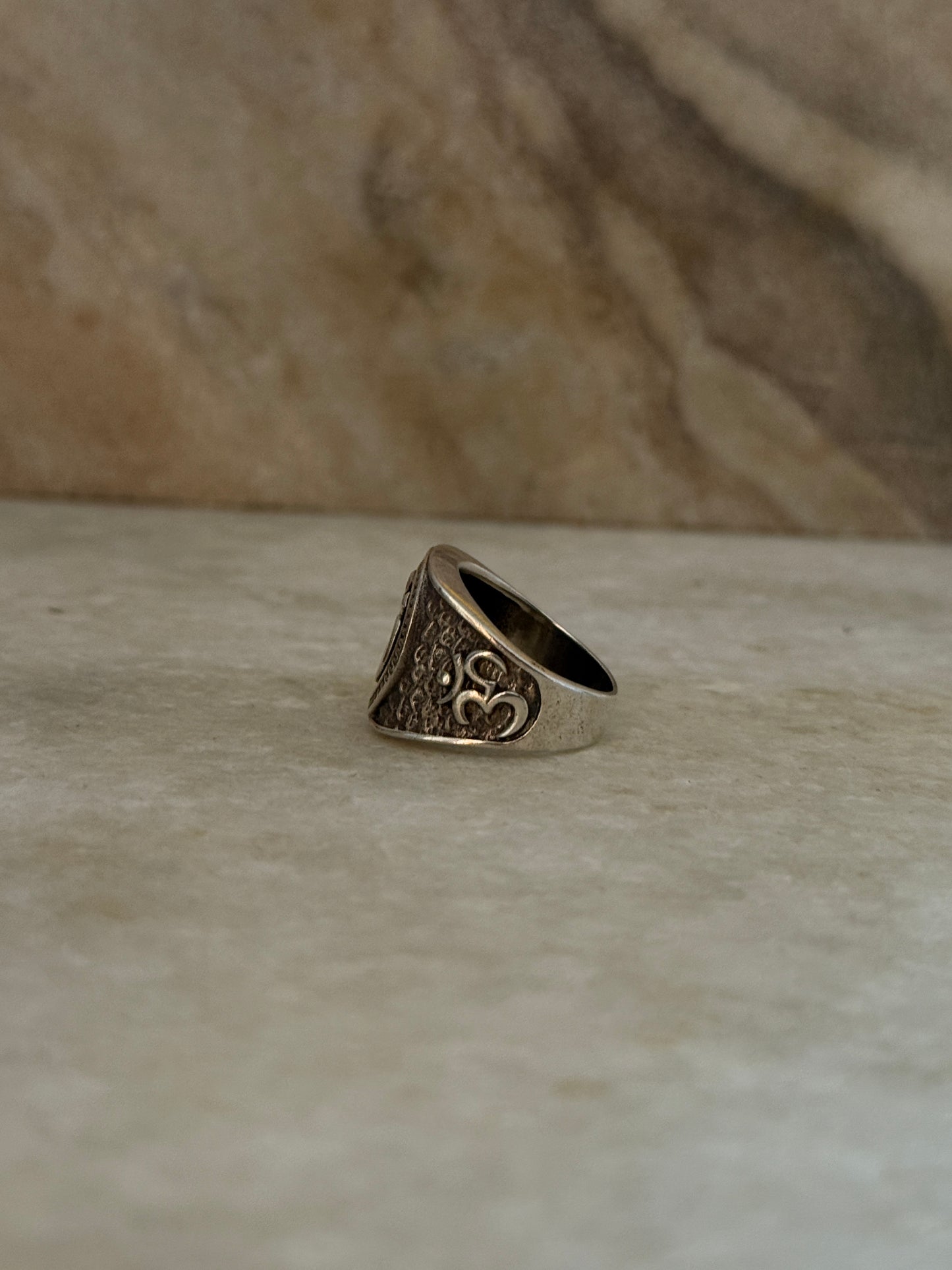 Antique Om/ Aum Statement Chunky 925 Sterling Silver Unisex Ring