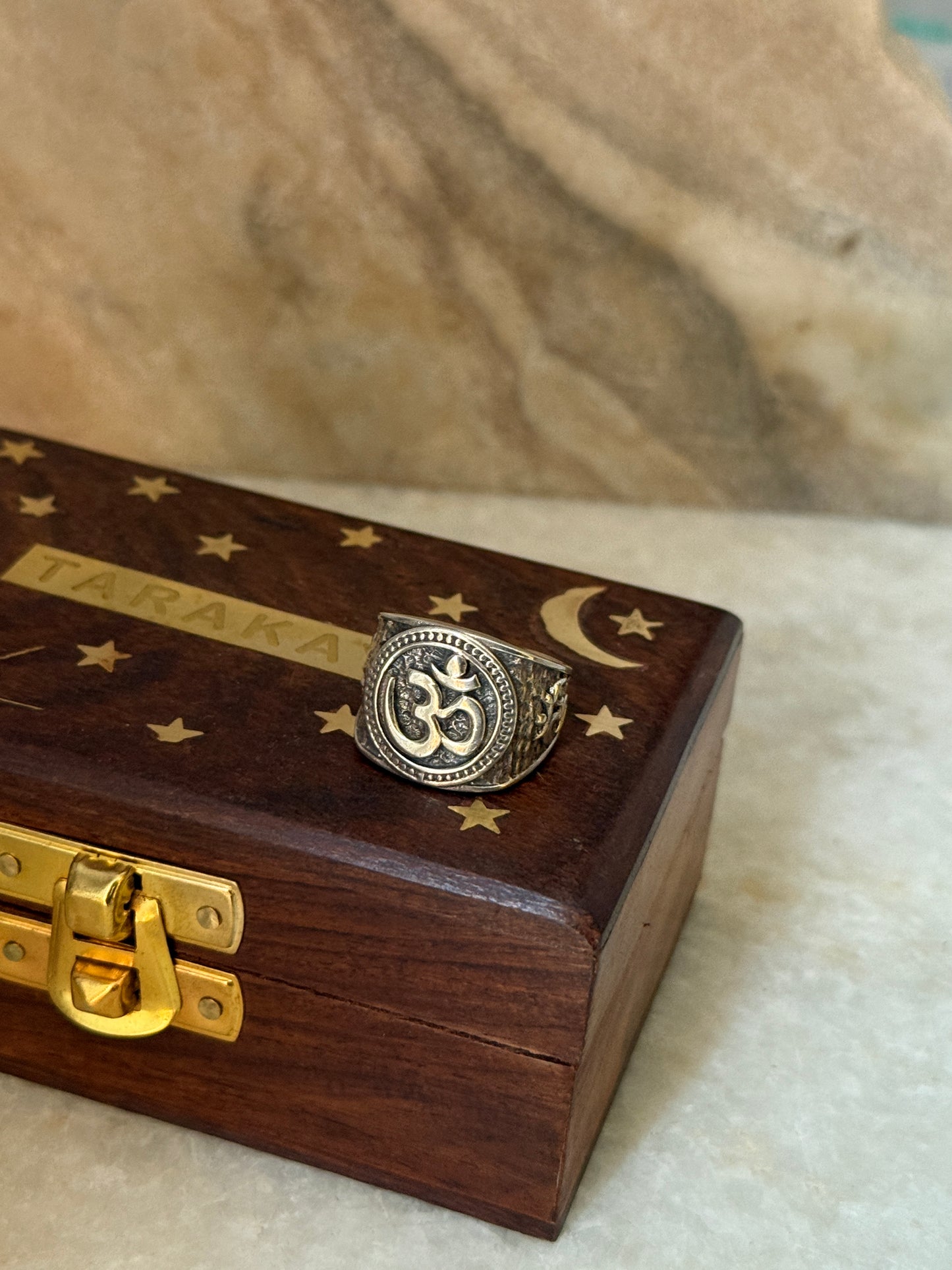 Antique Om/ Aum Statement Chunky 925 Sterling Silver Unisex Ring