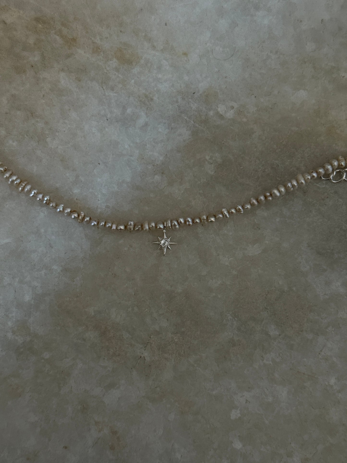 Basra pearls and white topaz North Star 925 sterling silver bracelet