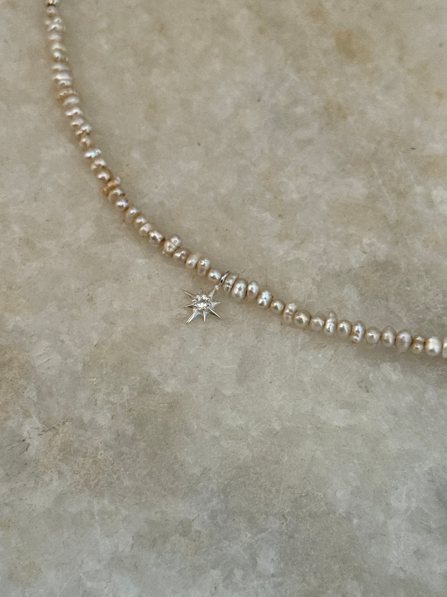 925 silver bracelet with fresh water Basra pearls and North Star topaz