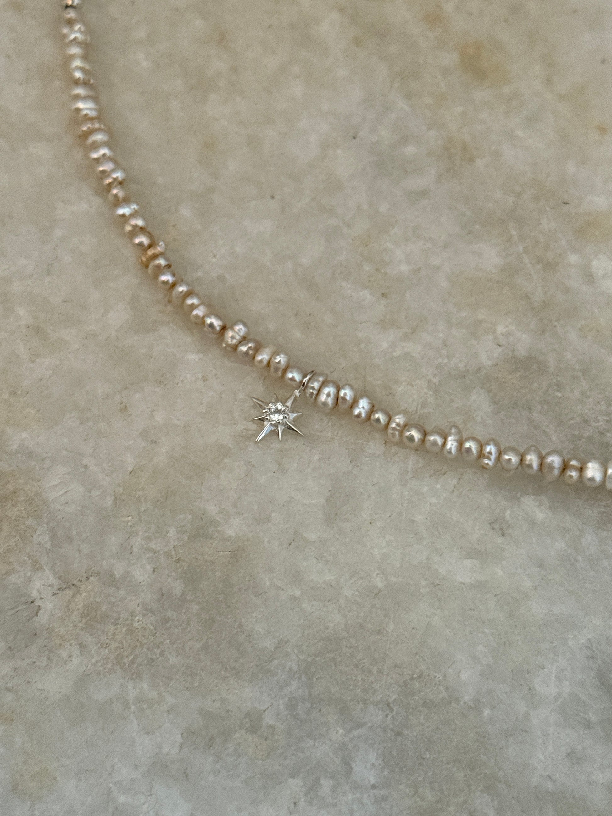 925 silver bracelet with fresh water Basra pearls and North Star topaz