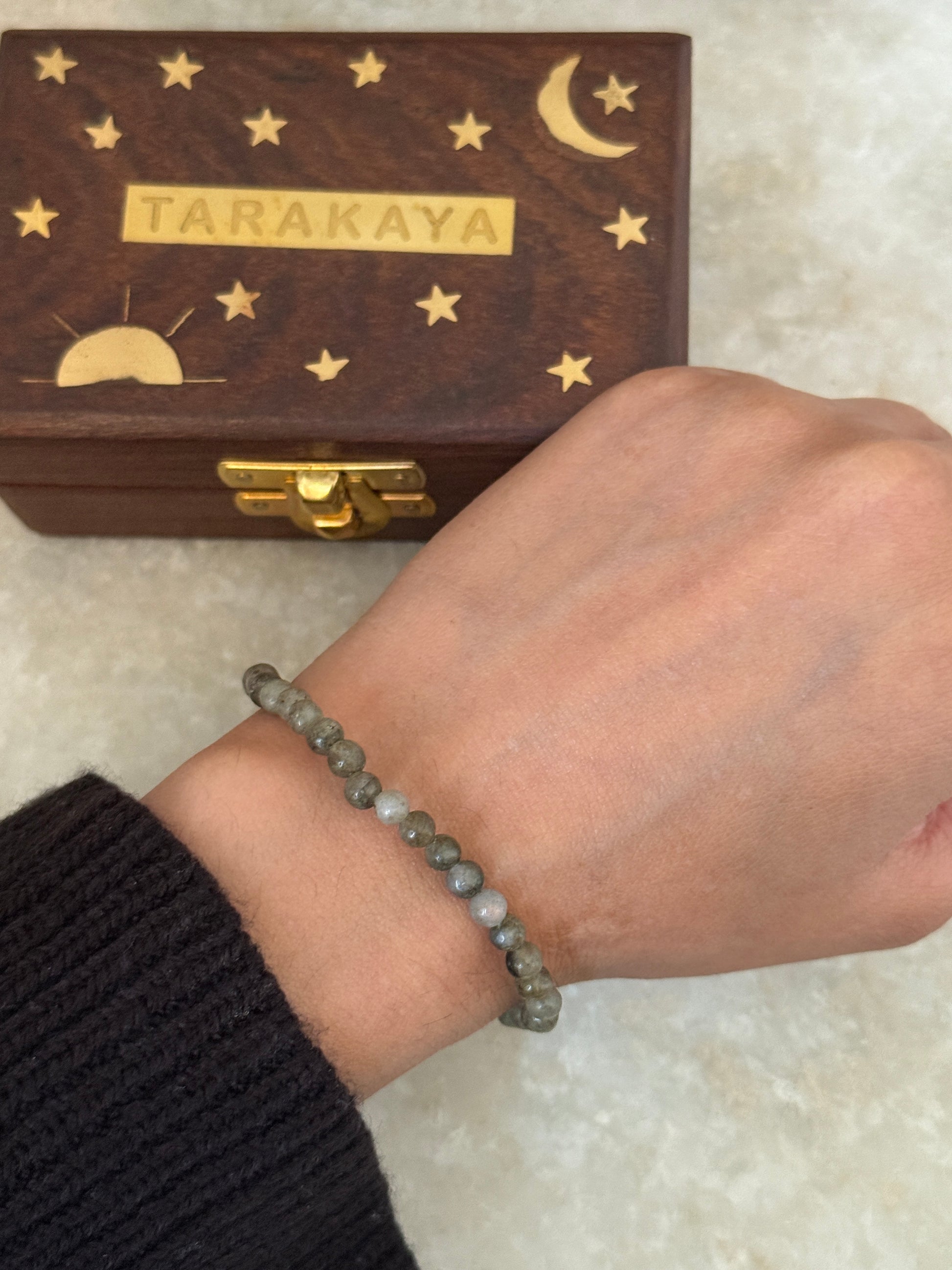 Natural labradorite crystal bracelet 4mm beads