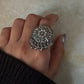 Antique Boho Ghungroo Flower 925 Sterling Silver Ring