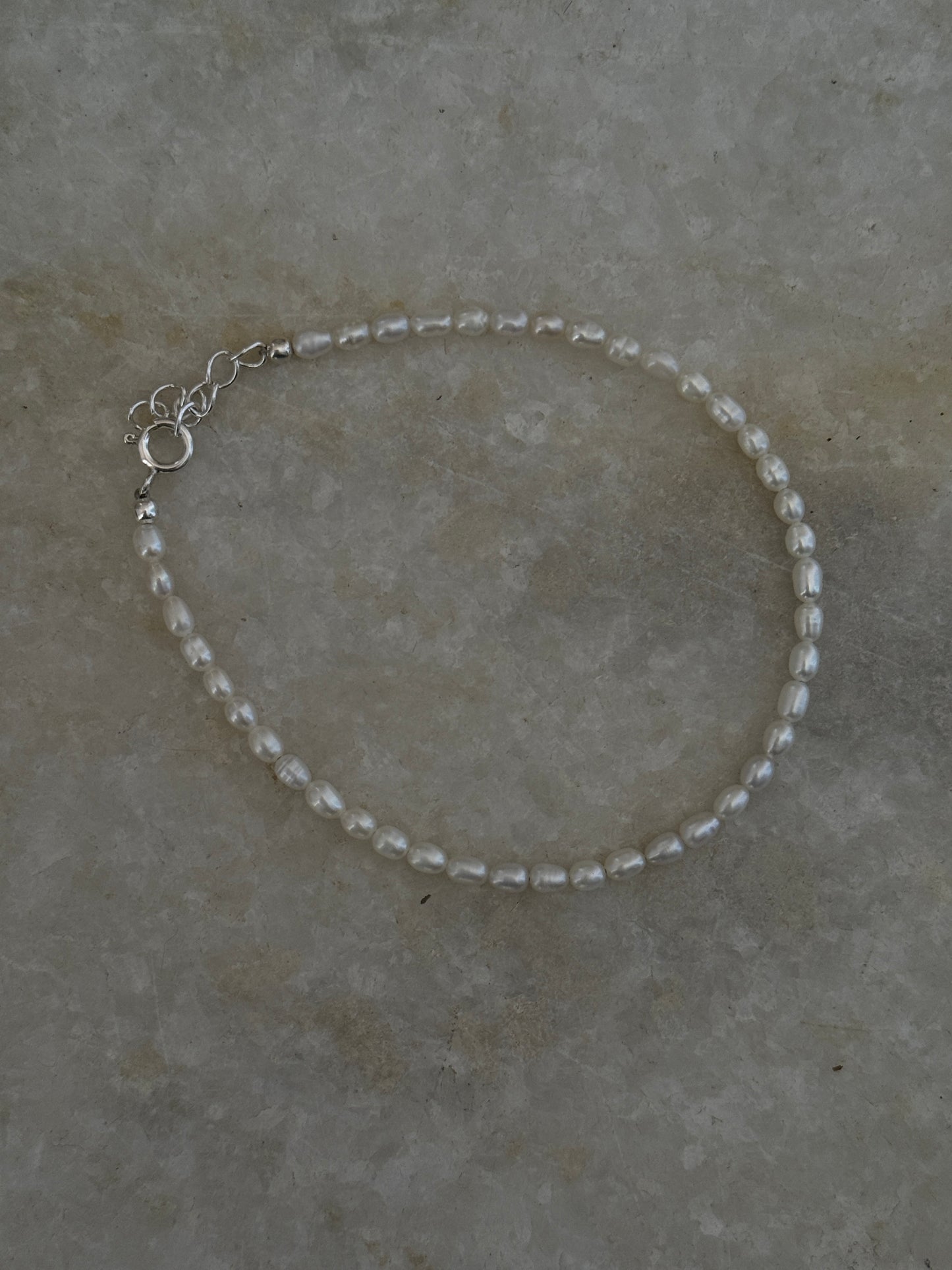 Boho natural fresh water pearls 925 sterling silver anklet