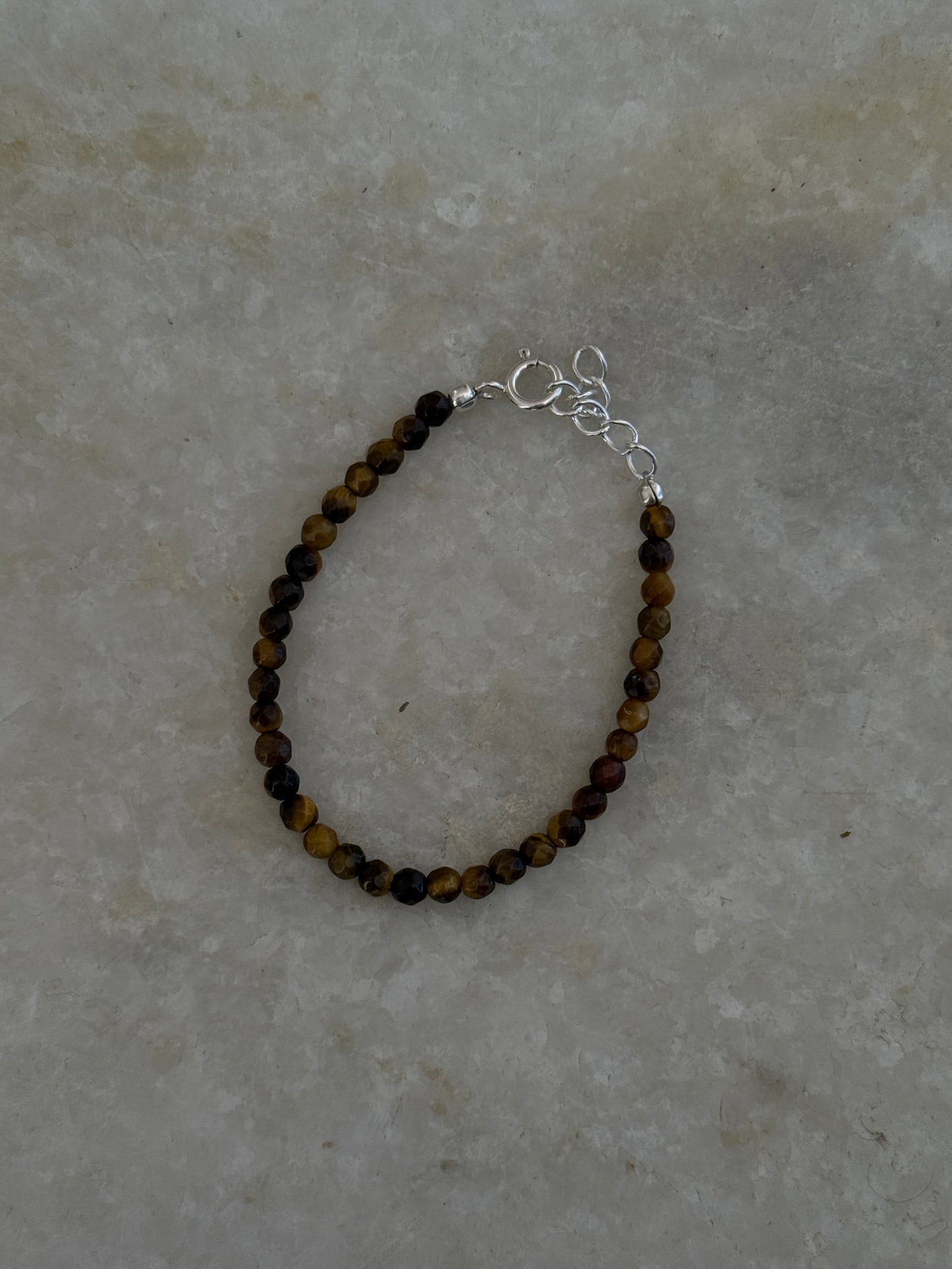 Faceted tigers eye natural crystal bracelet in sterling silver