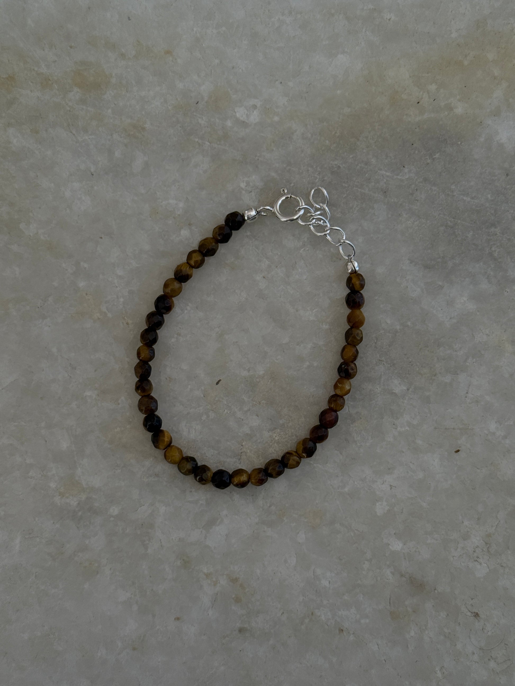 Faceted tigers eye natural crystal bracelet in sterling silver