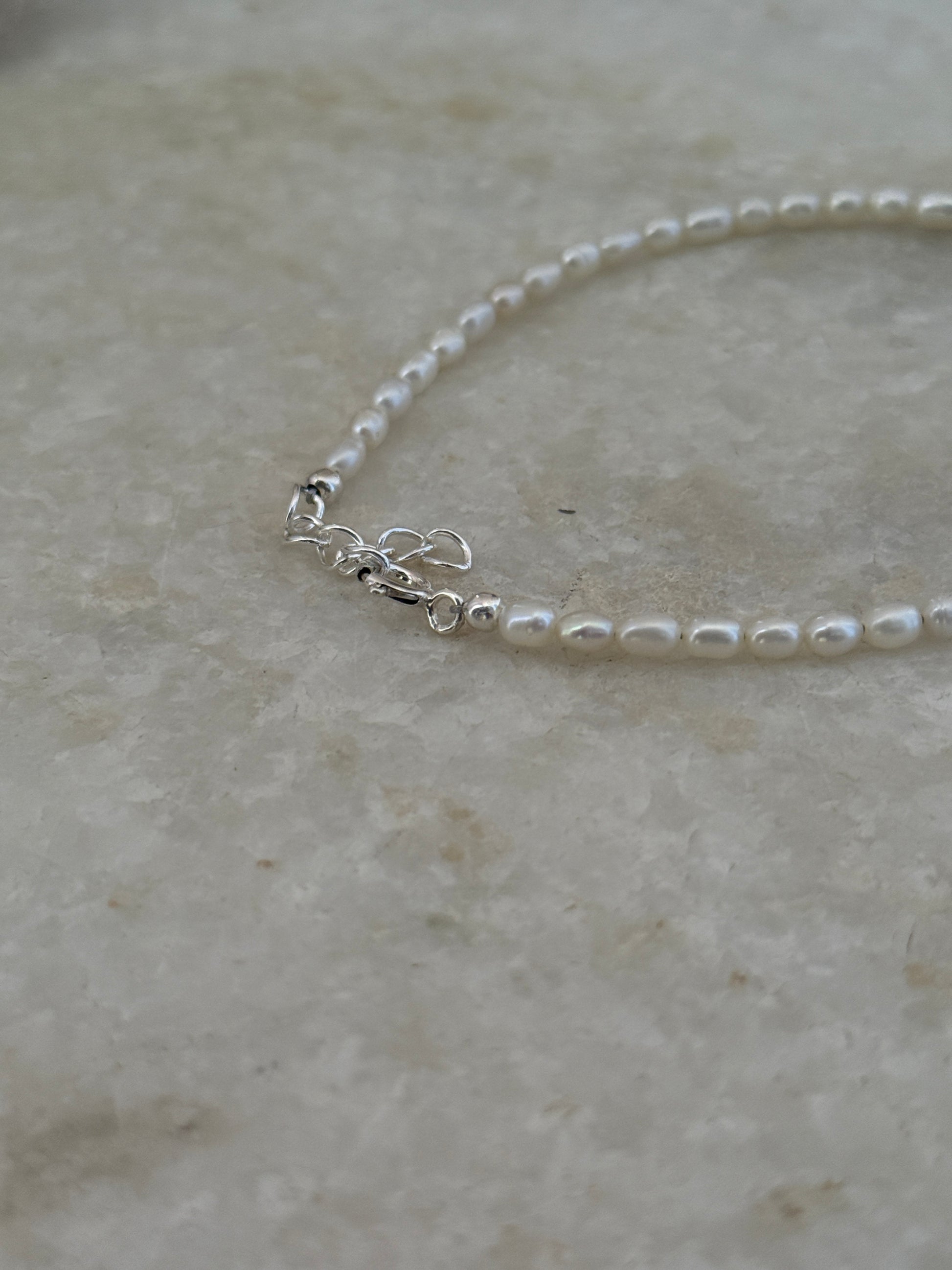 925 sterling silver anklet with boho freshwater pearls