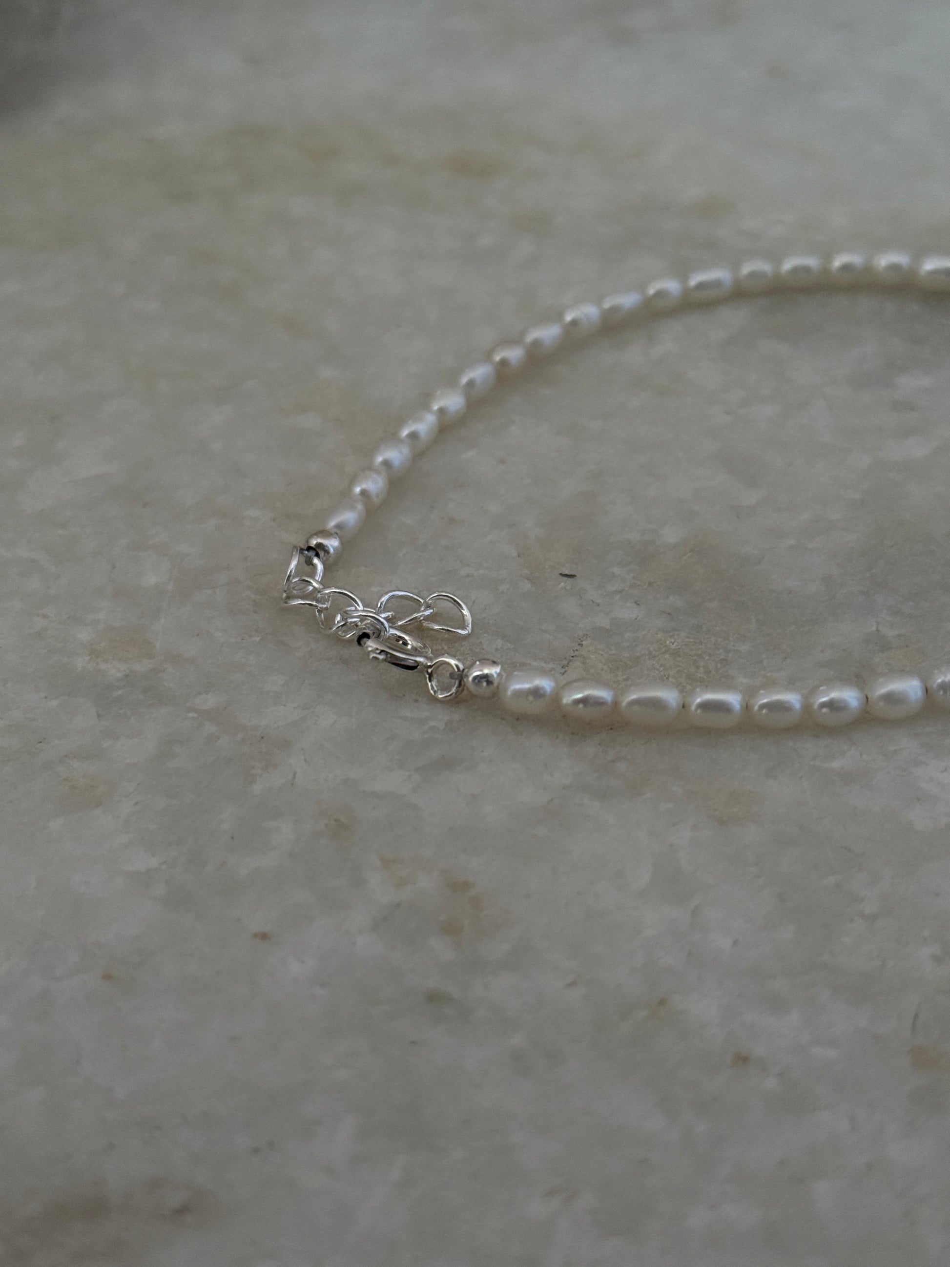 Bohemian freshwater pearl anklet in sterling silver