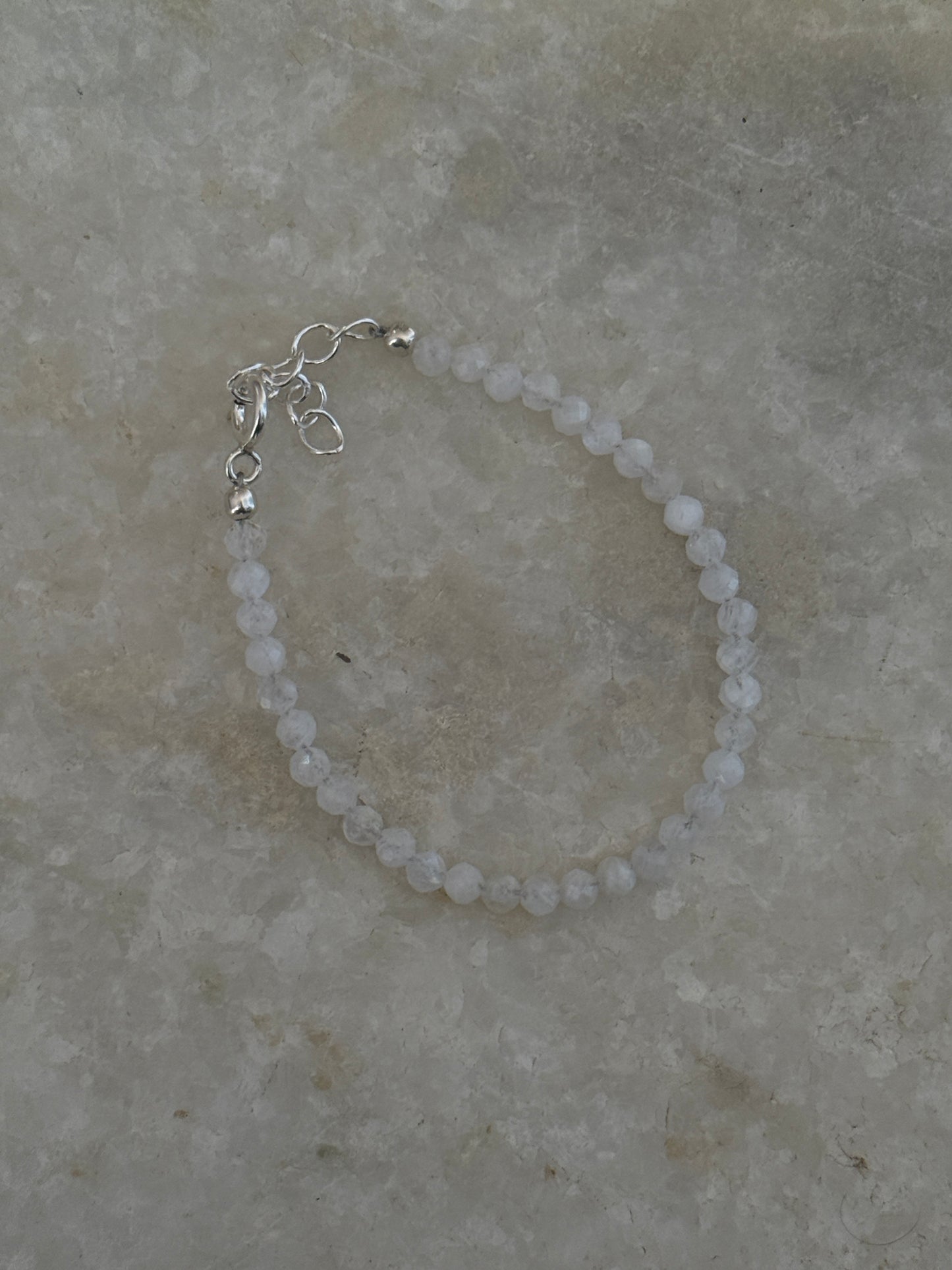 Handcrafted white moonstone faceted bracelet in sterling silver