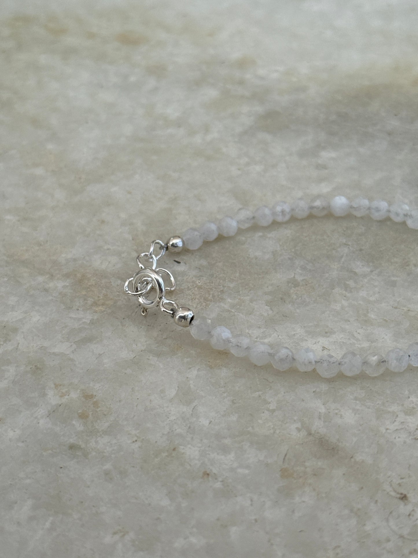 White moonstone faceted gemstone bracelet 925 silver