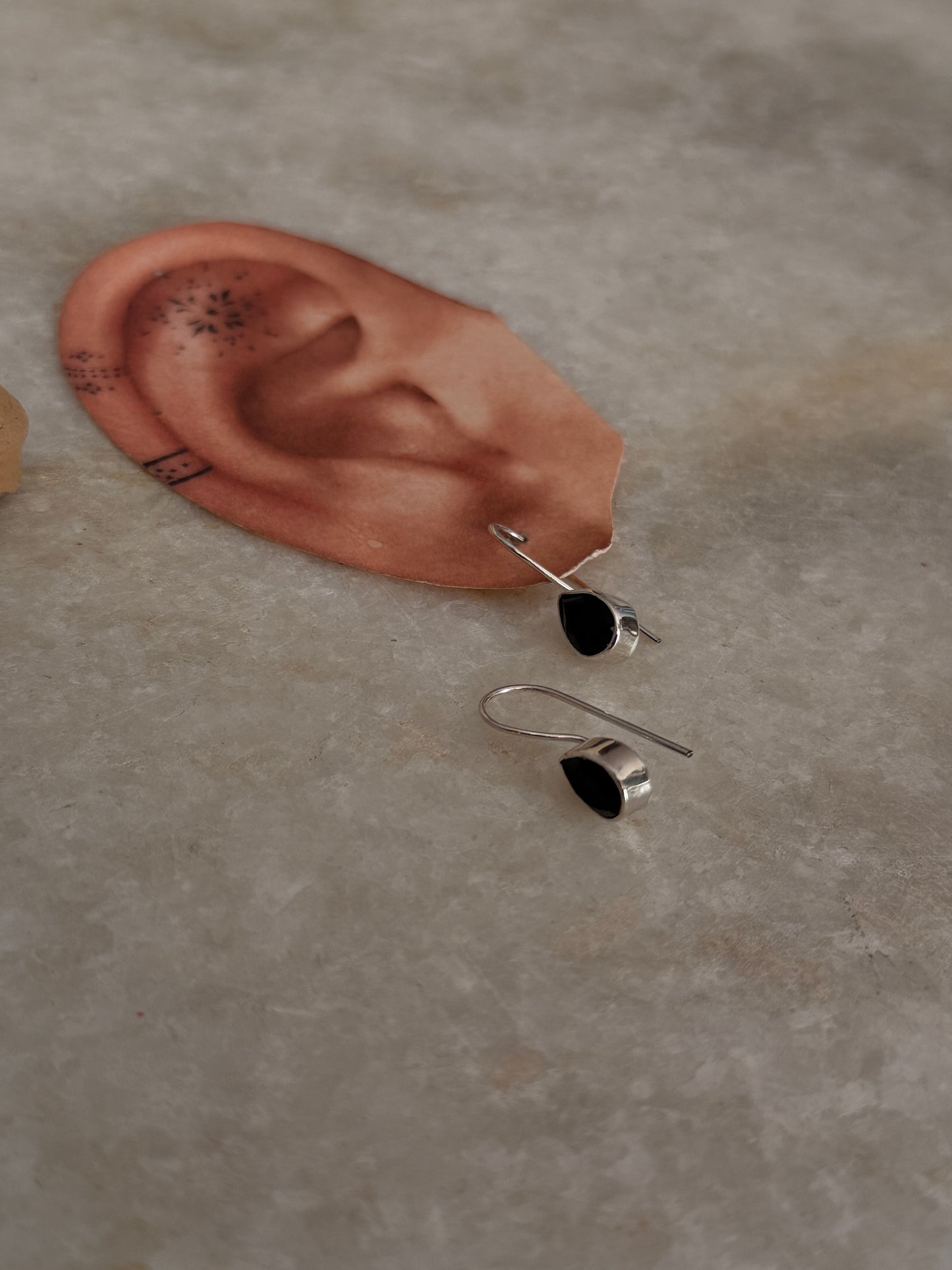 925 silver hook earrings with pear smokey quartz