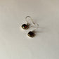 Garnet square drop boho style silver earrings