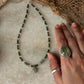 Statement smokey quartz, emerald, and marijuana necklace in 925 sterling silver