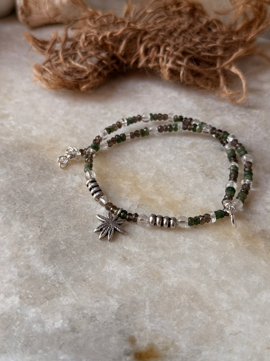925 sterling silver smokey quartz emerald and quartz marijuana necklace  
