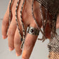  handcrafted 925 sterling silver garnet rustic fusion ring