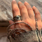natural garnet gemstone 925 Sterling Silver rustic fusion statement ring