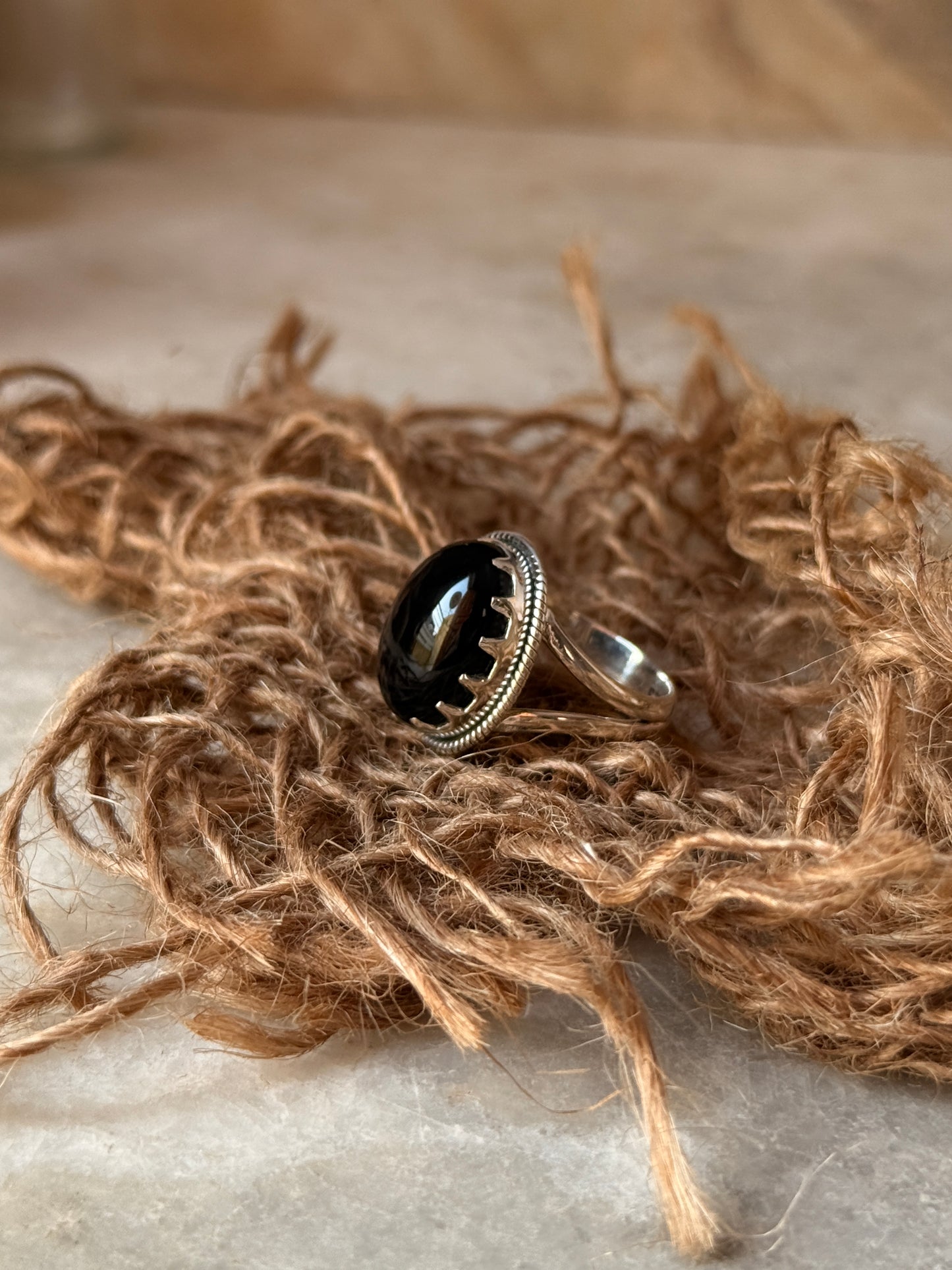 boho style 925 sterling silver black onyx statement ring