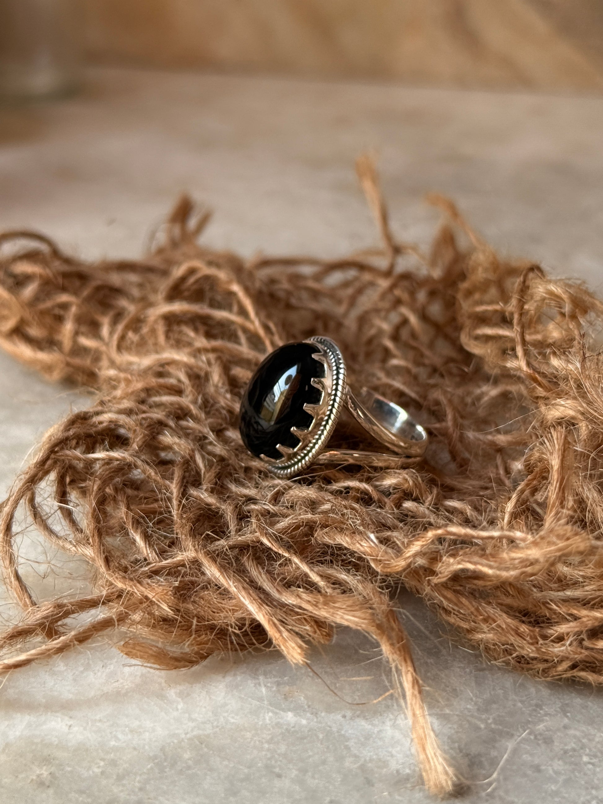 boho style 925 sterling silver black onyx statement ring